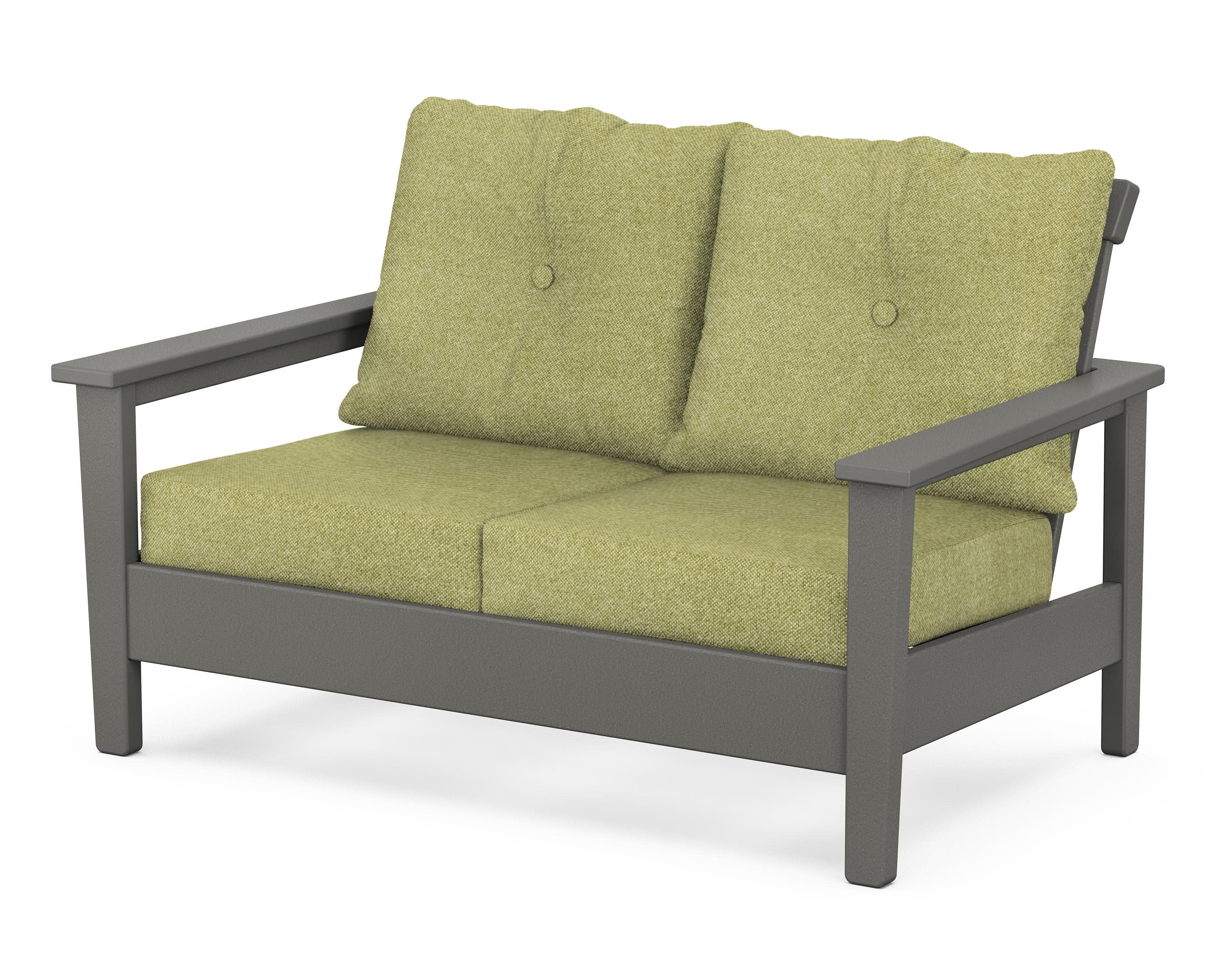 Prescott Deep Seating Loveseat in Slate Grey / Chartreuse Boucle