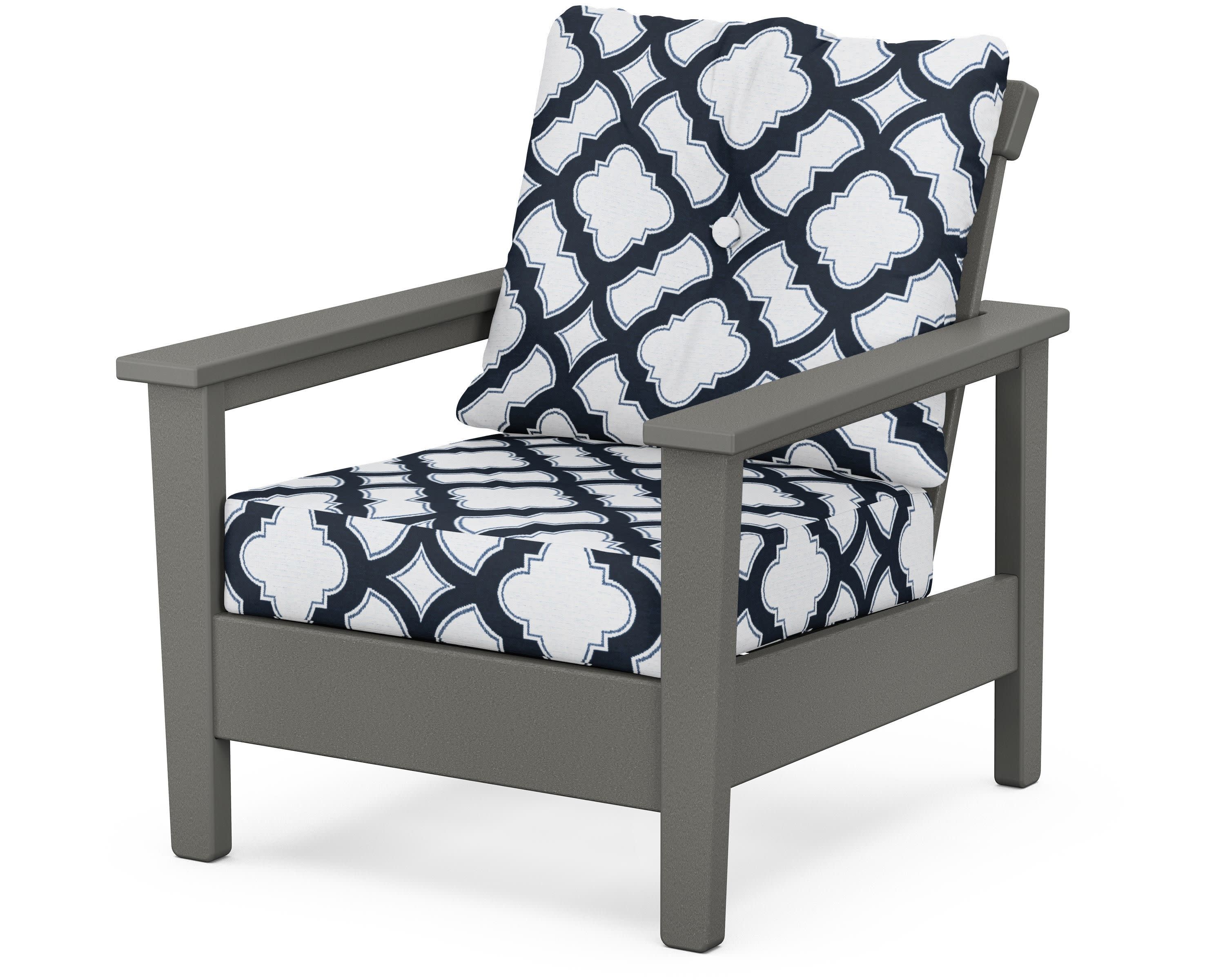 Prescott Deep Seating Chair in Slate Grey / Trellis Marine Indigo