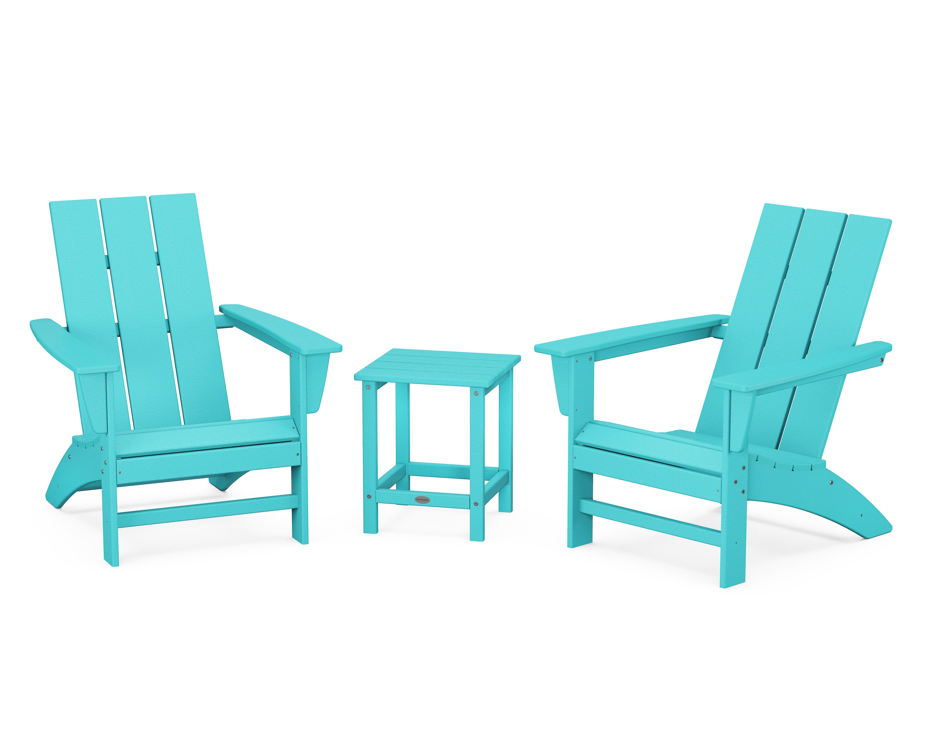 Modern 3-Piece Adirondack Set with Long Island 18" Side Table in Aruba
