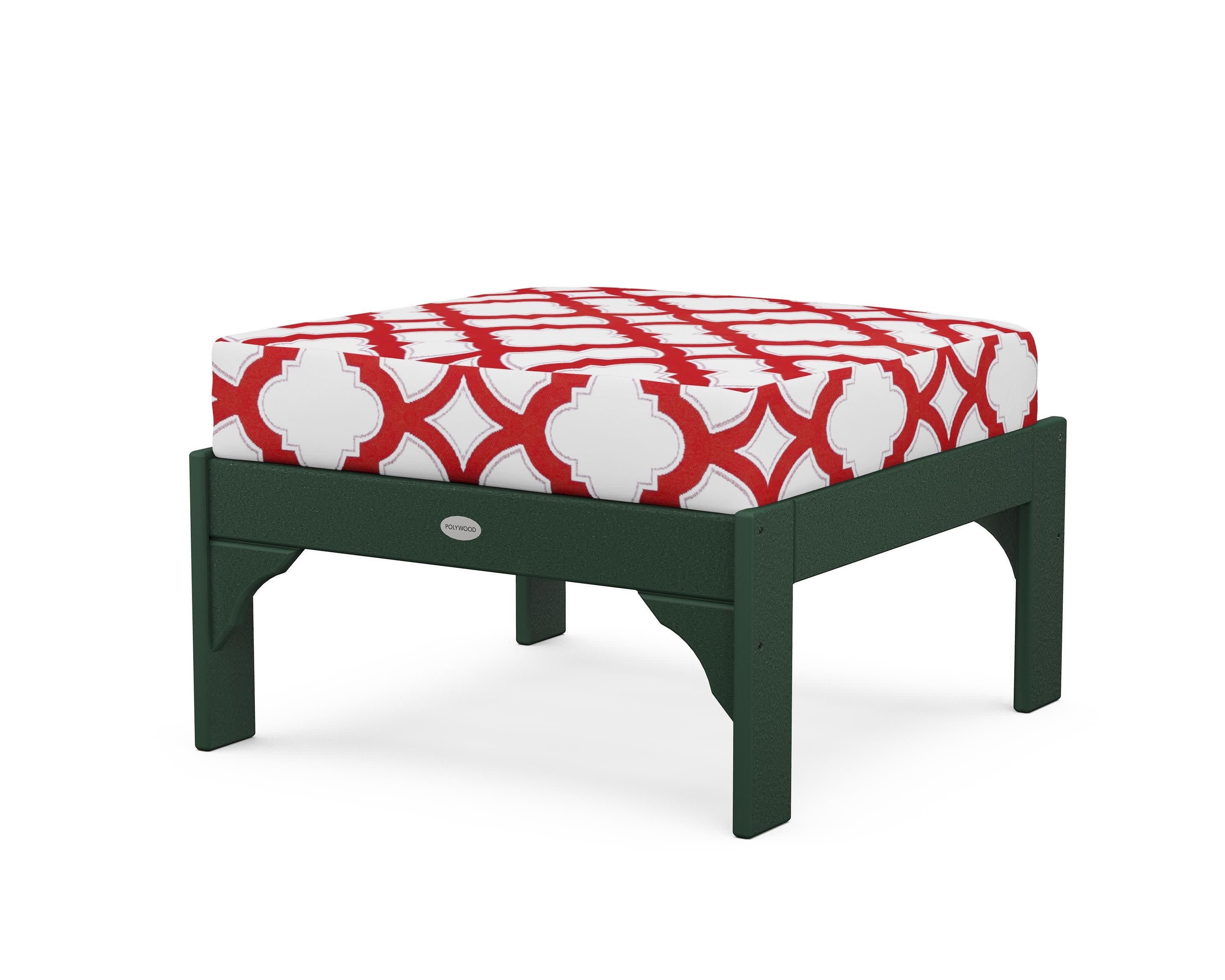 Vineyard Deep Seating Ottoman in Green / Trellis Crimson