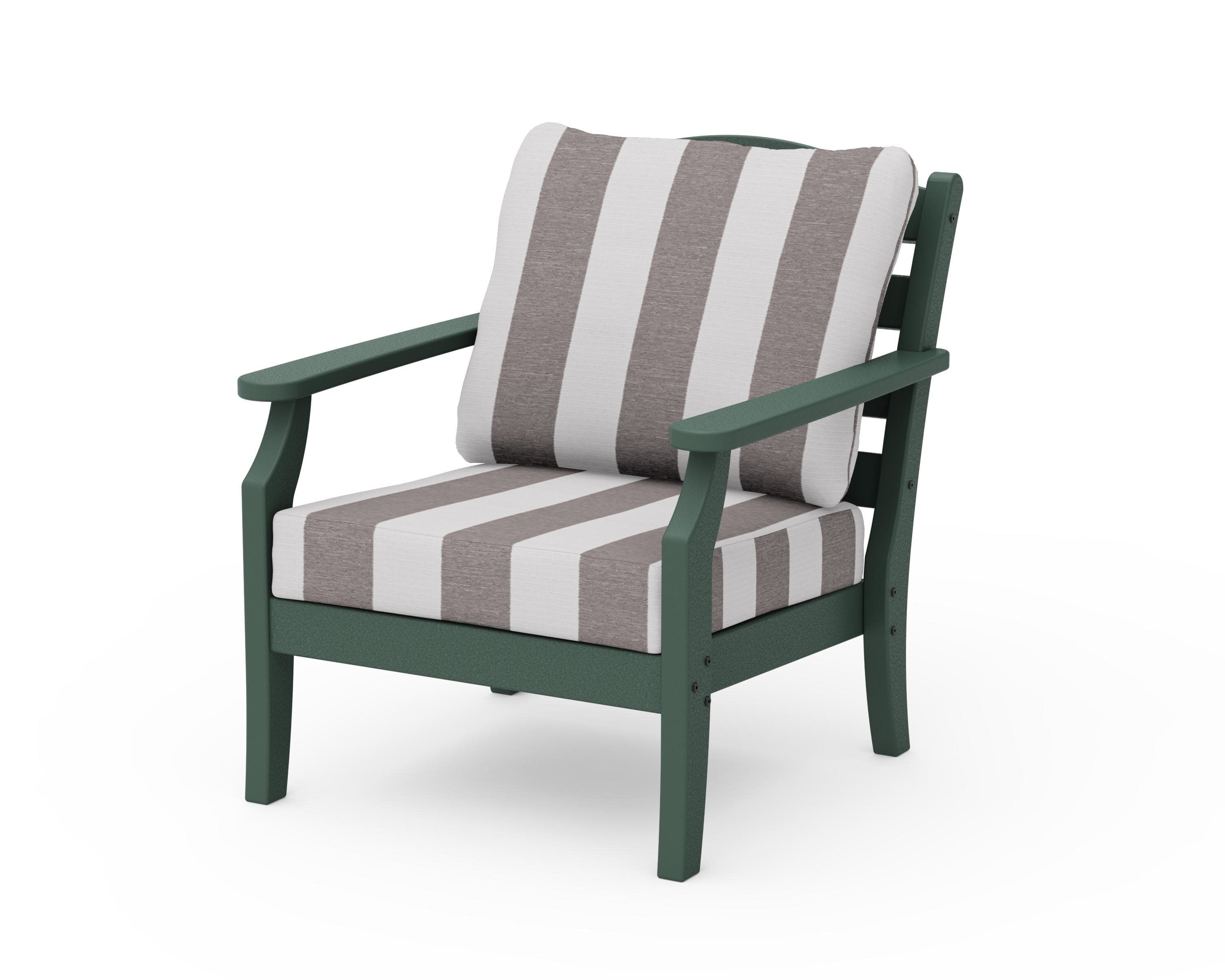 Savannah Deep Seating Chair in Green / Cabana Stripe Grey Mist