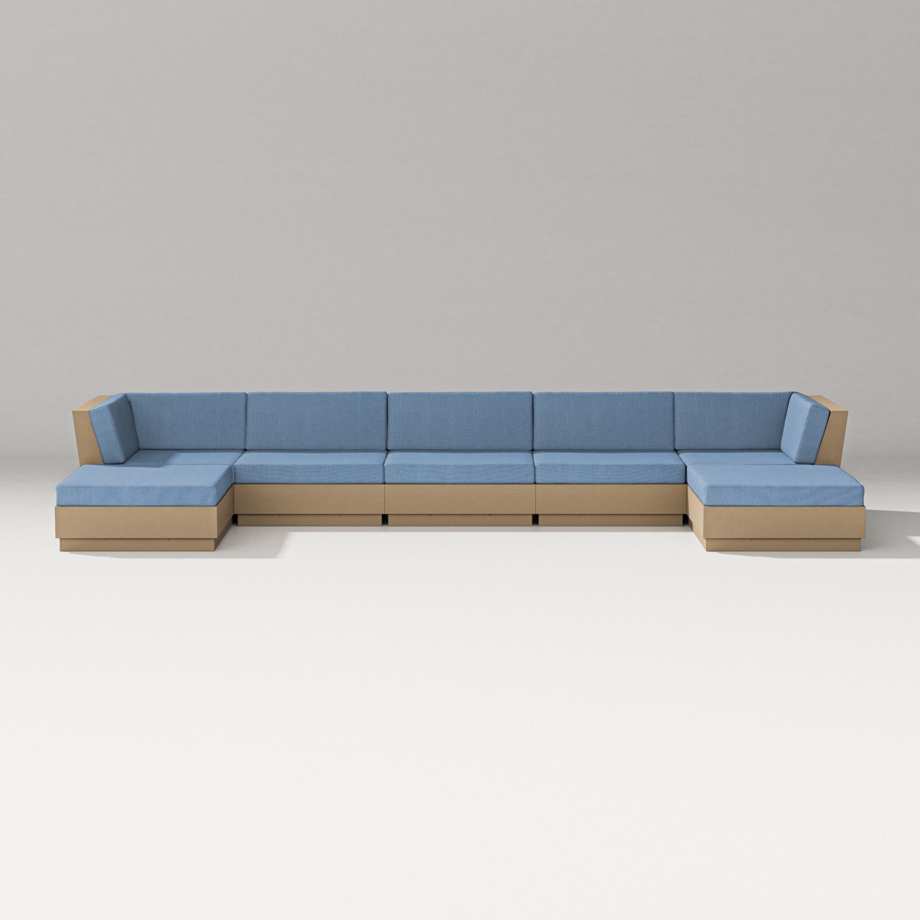 Elevate 7-Piece Double Chaise Sectional in Vintage Sahara / Sky Blue