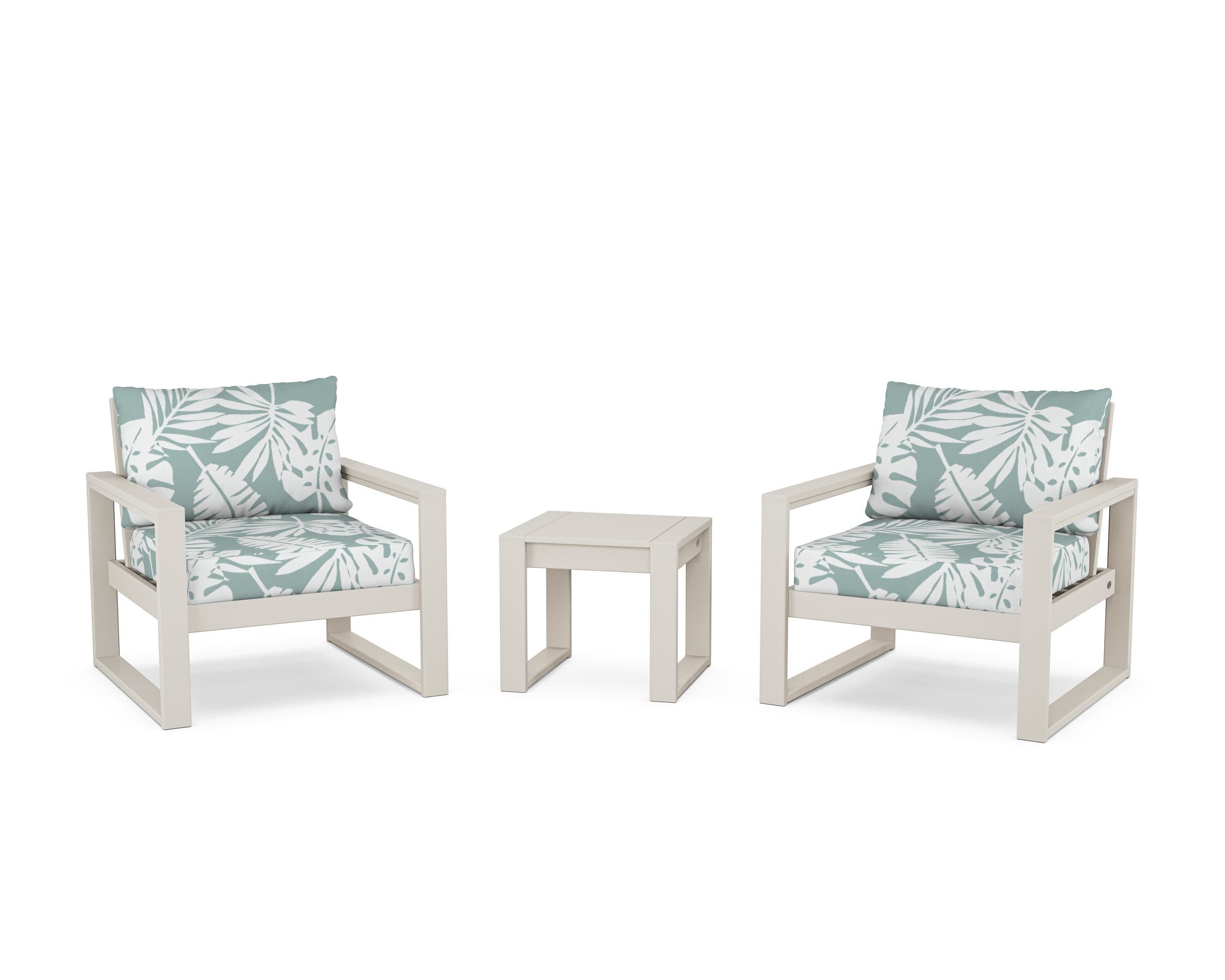 EDGE Sectional 3-Piece Deep Seating Set in Sand / Leaf Glacier Spa