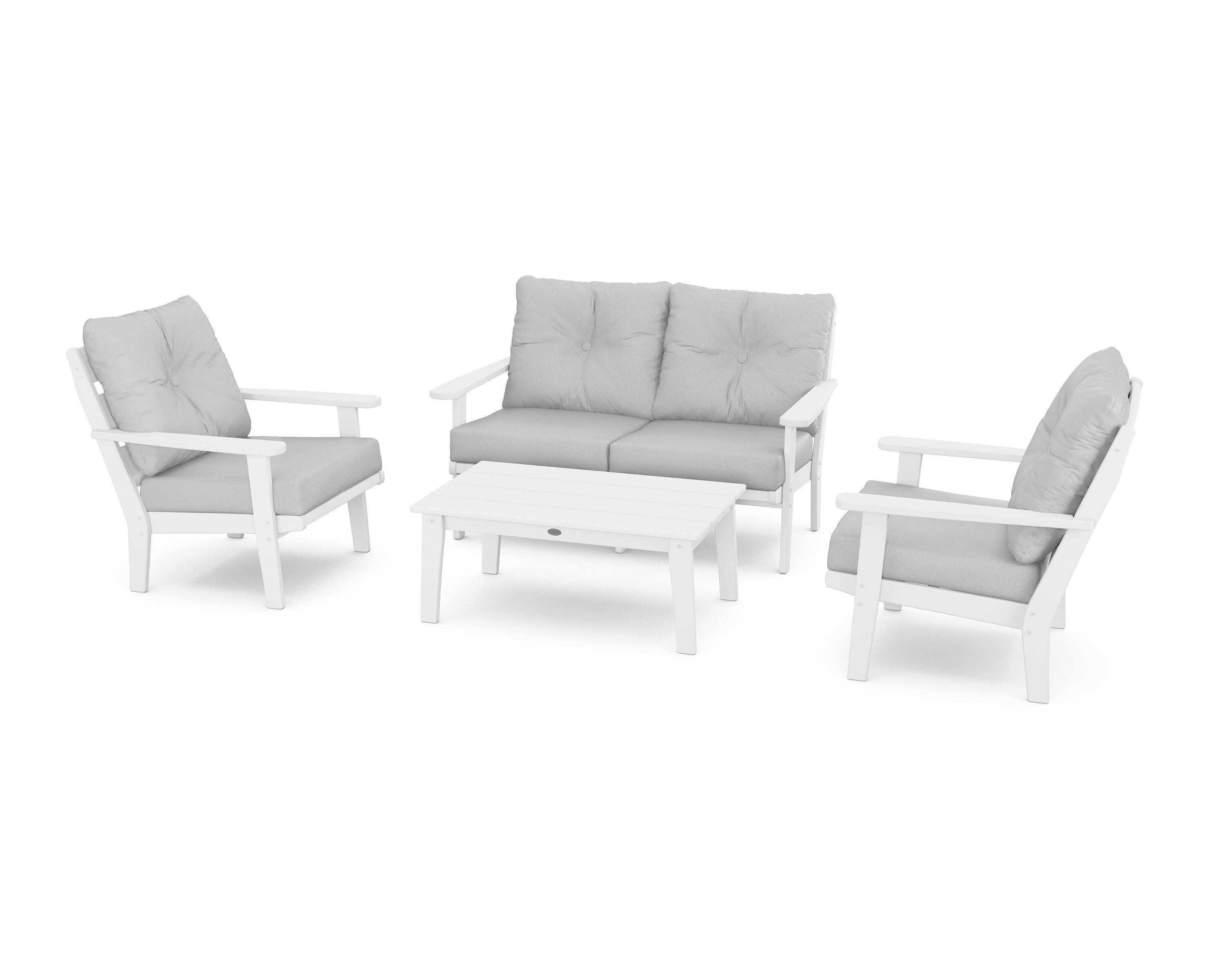 Lakeside 4-Piece Deep Seating Set in White / Diamond in the Rough