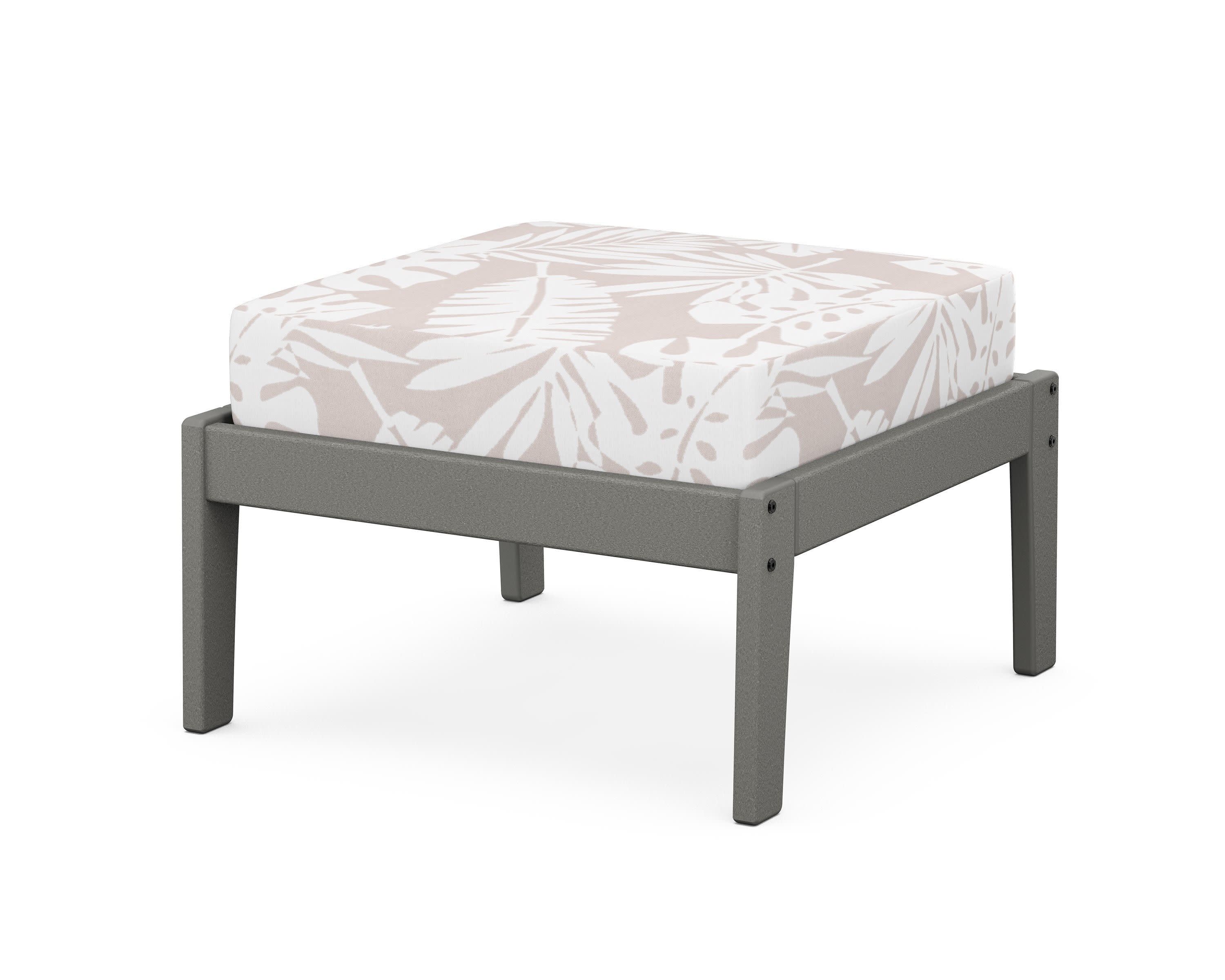 Deep Seating Ottoman in Slate Grey / Leaf Dune Burlap
