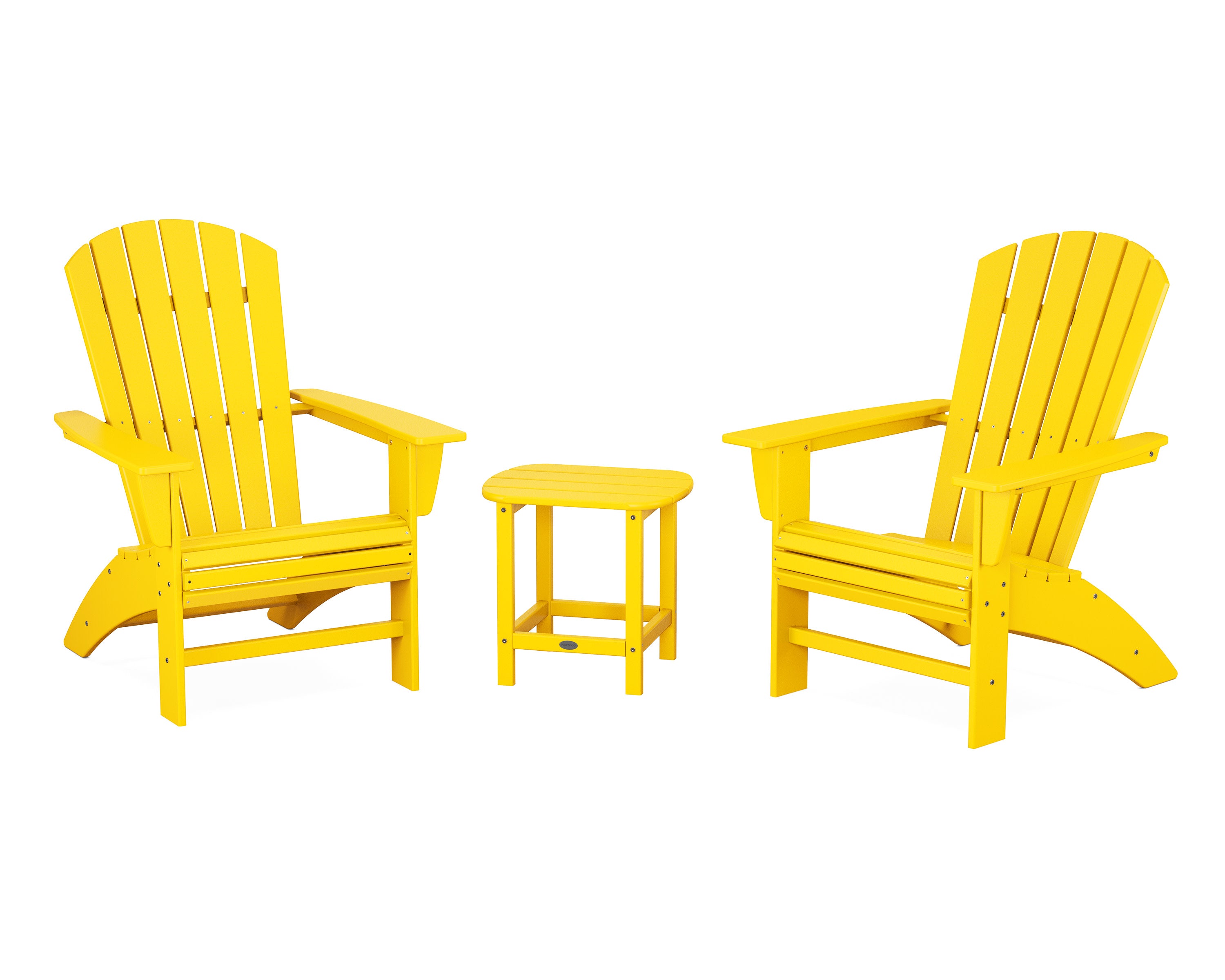 Nautical 3-Piece Curveback Adirondack Set in Lemon