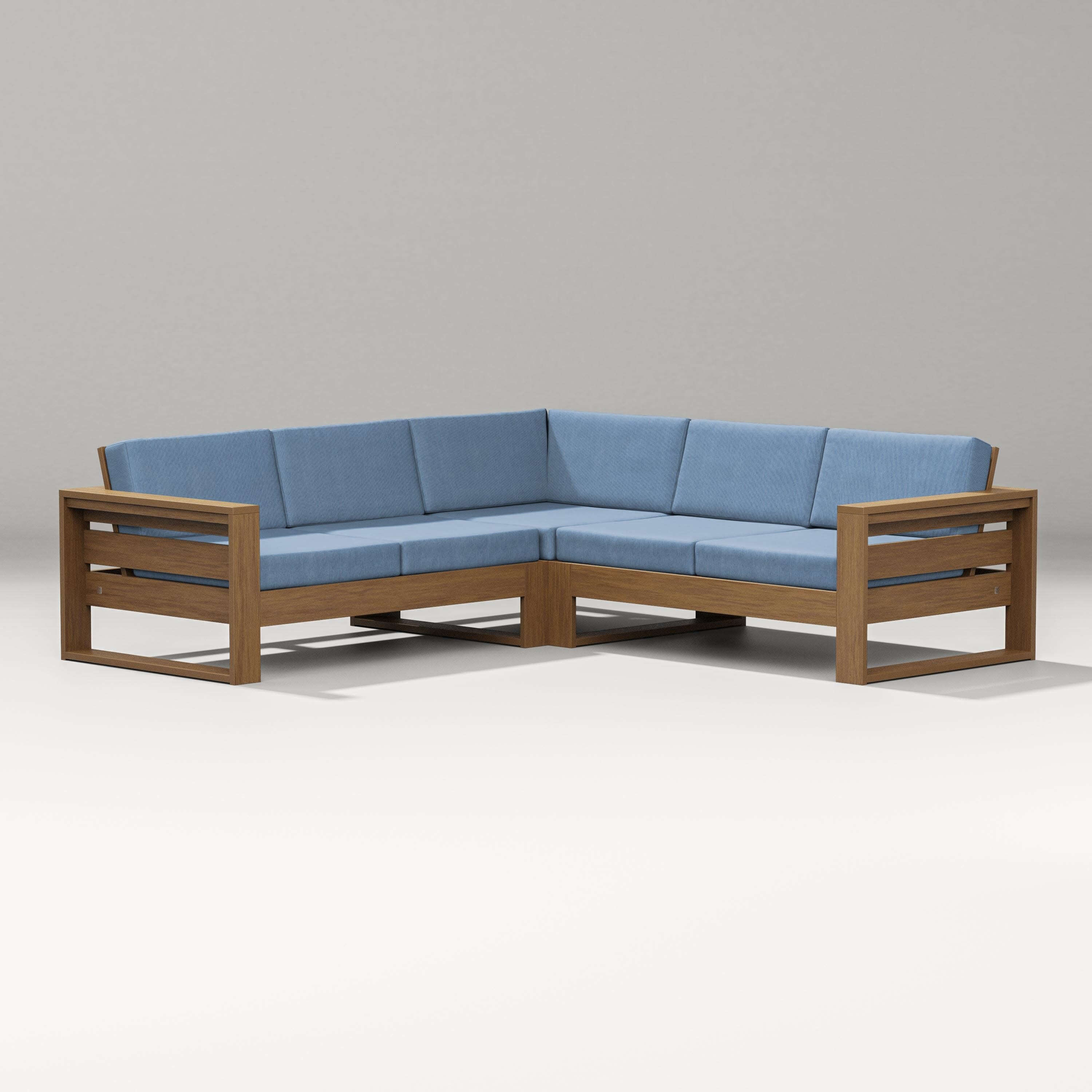 Latitude Corner Sectional in Natural / Sky Blue