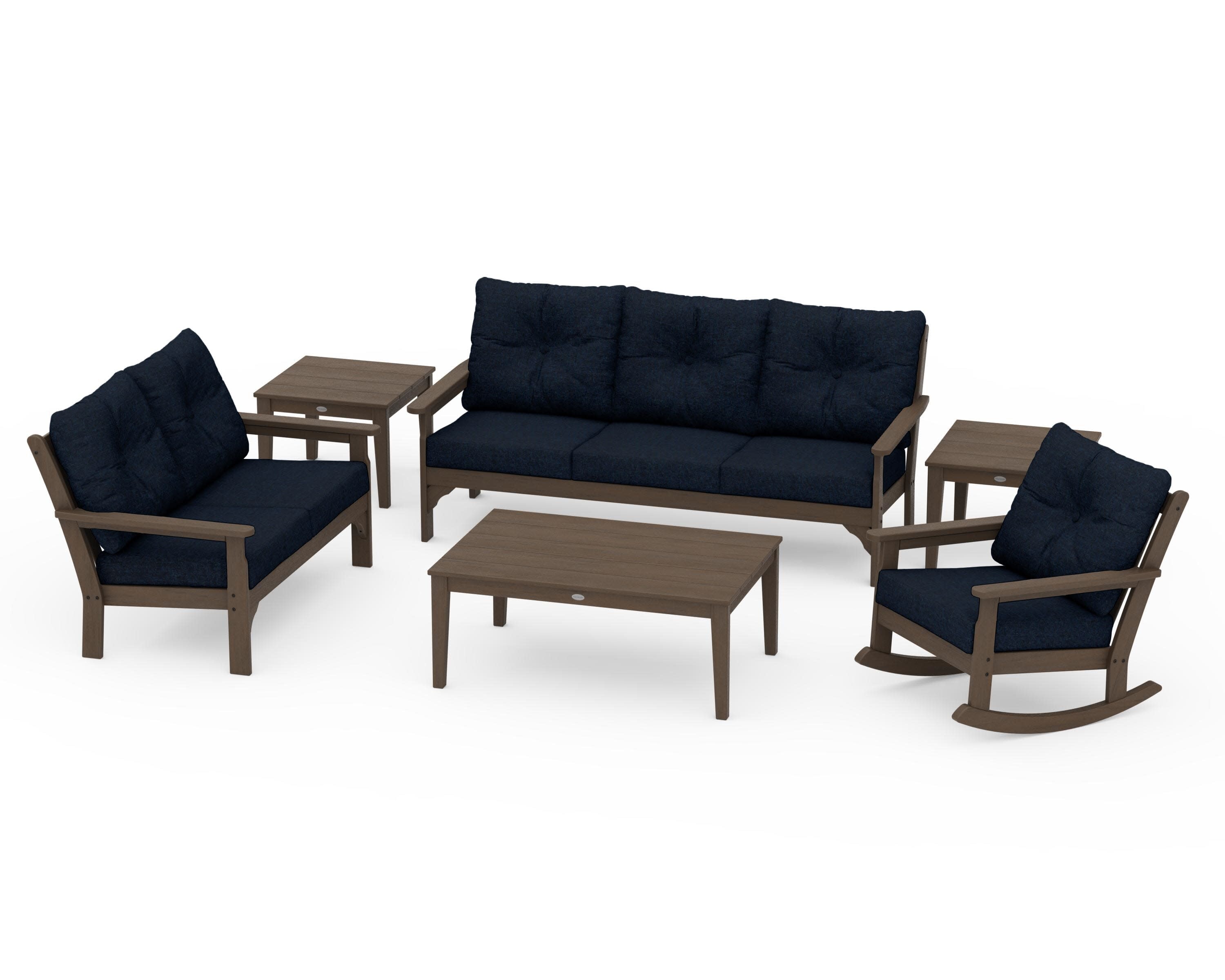 Vineyard 6-Piece Deep Seating Set in Kona / Marine Indigo