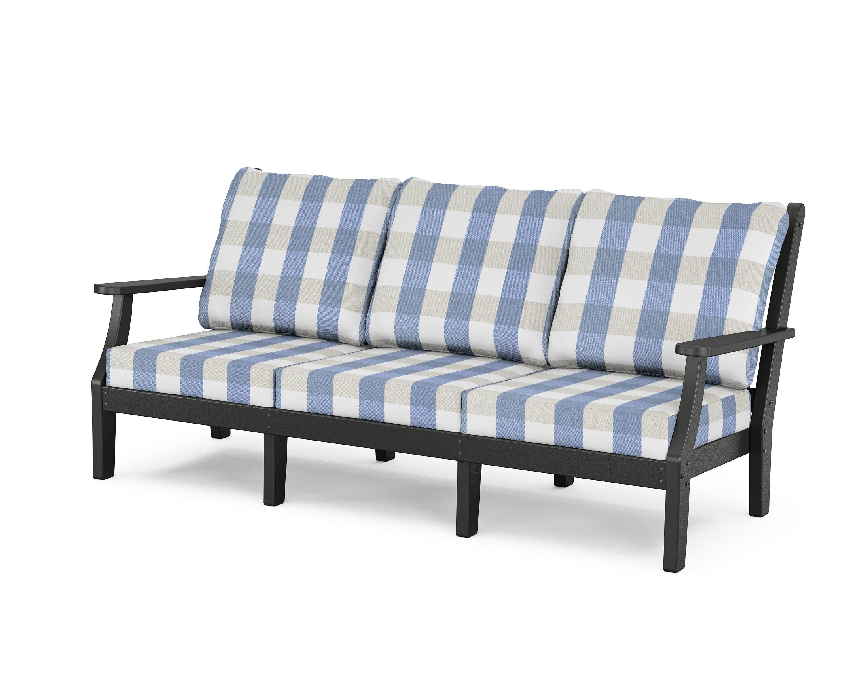 Wovendale Deep Seating Sofa in Black / Buffalo Plaid Sky Blue