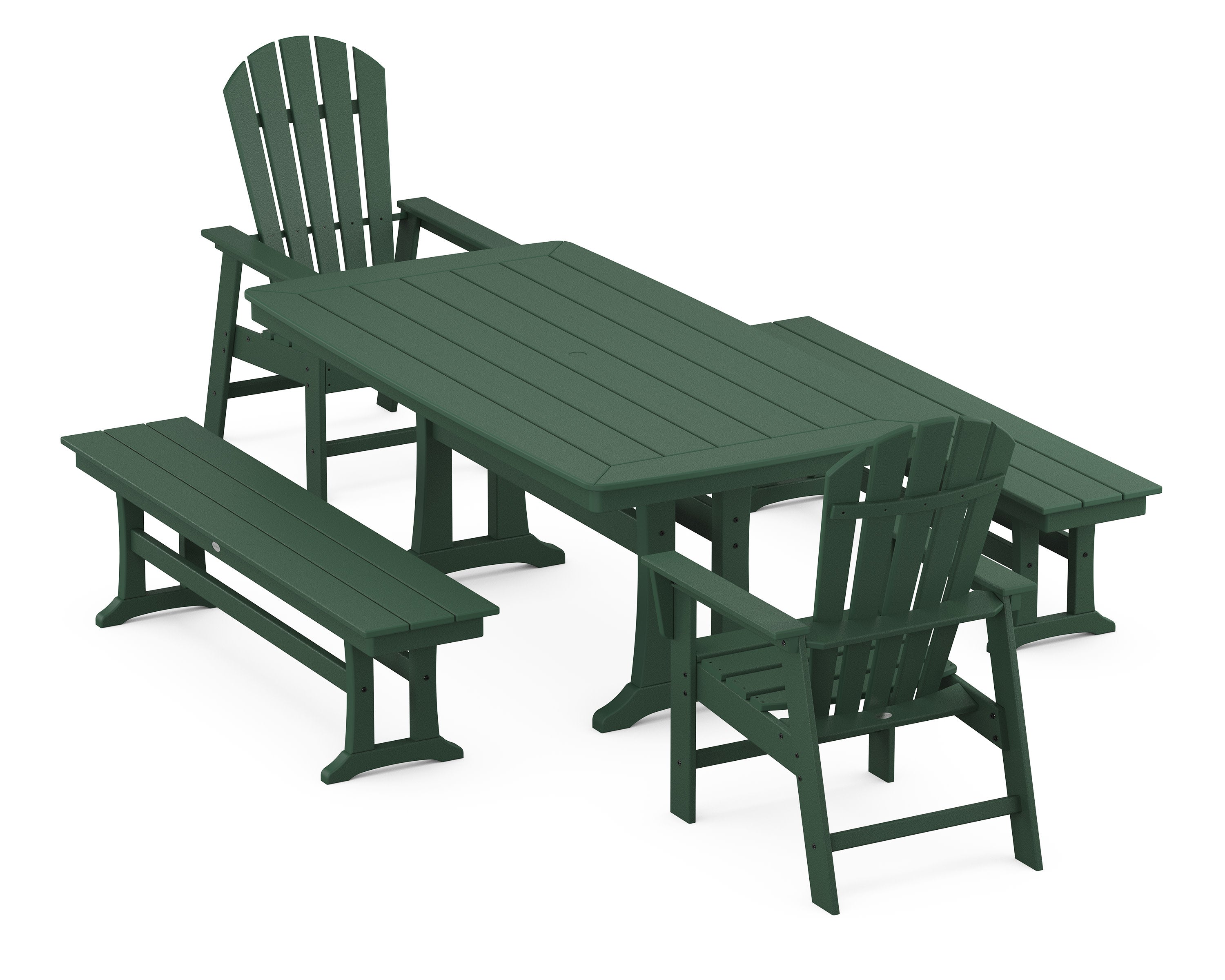 South Beach 5-Piece Dining Set with Trestle Legs in Green