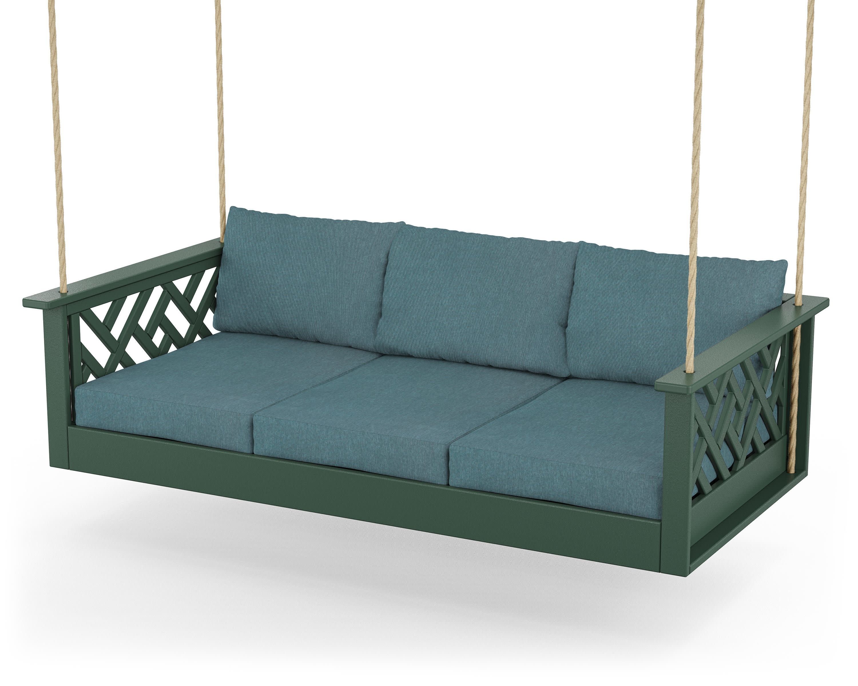 Chippendale Daybed Swing in Green / Ocean Teal