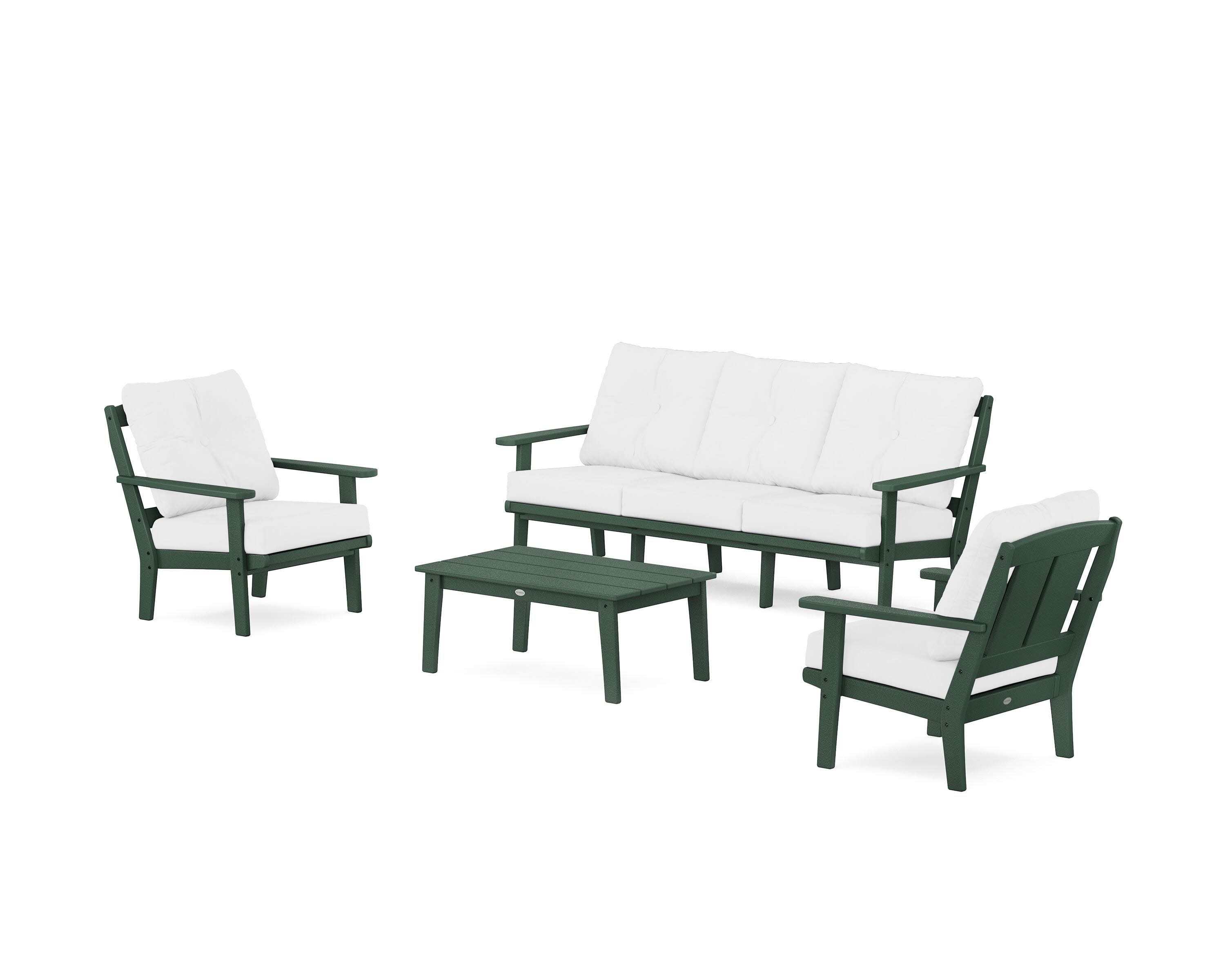 Mission 4-Piece Deep Seating Set with Sofa in Green / Natural