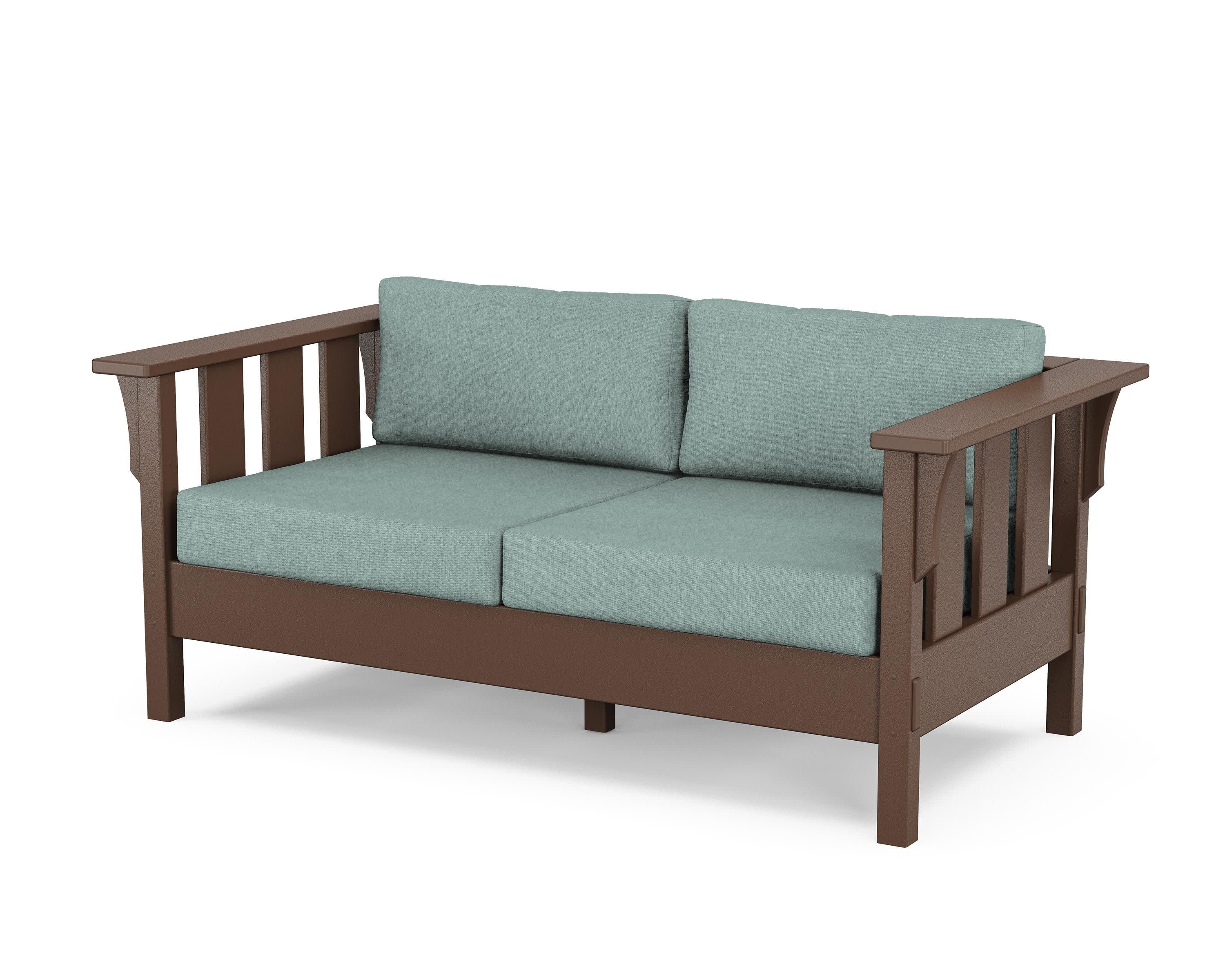 Acadia Deep Seating Loveseat in Mahogany / Glacier Spa