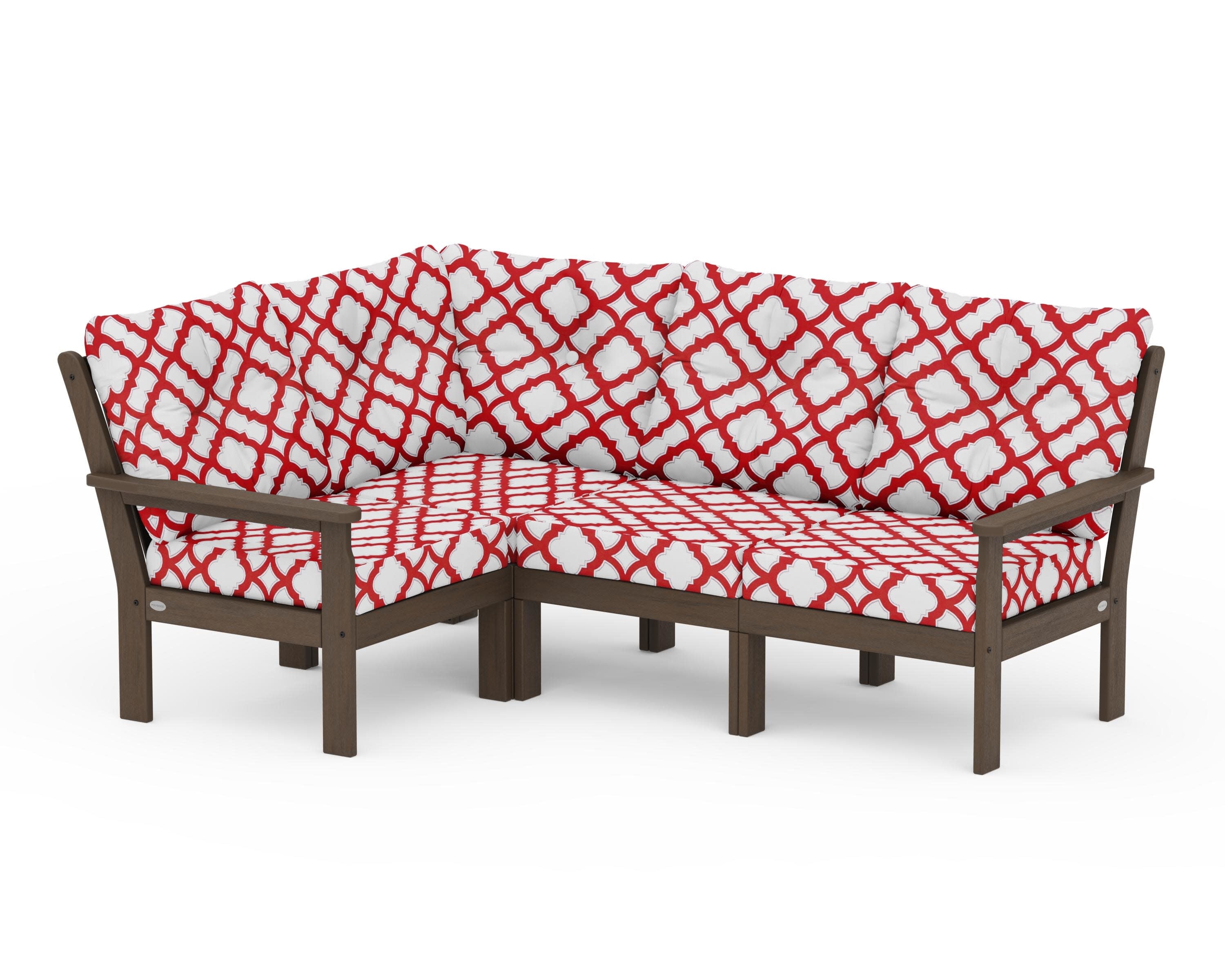 Vineyard 4-Piece Sectional in Kona / Trellis Crimson