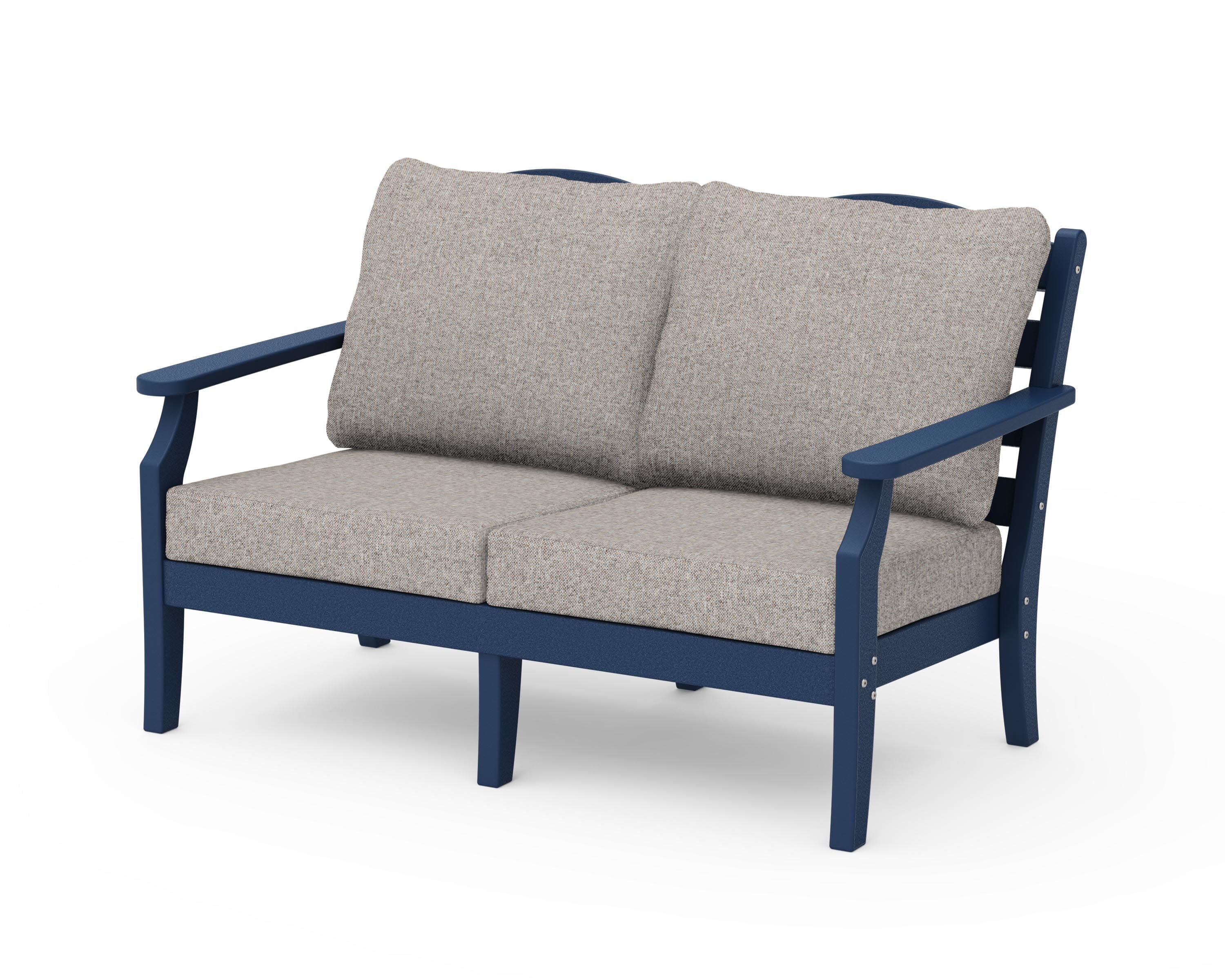 Savannah Deep Seating Loveseat in Navy / Weathered Tweed