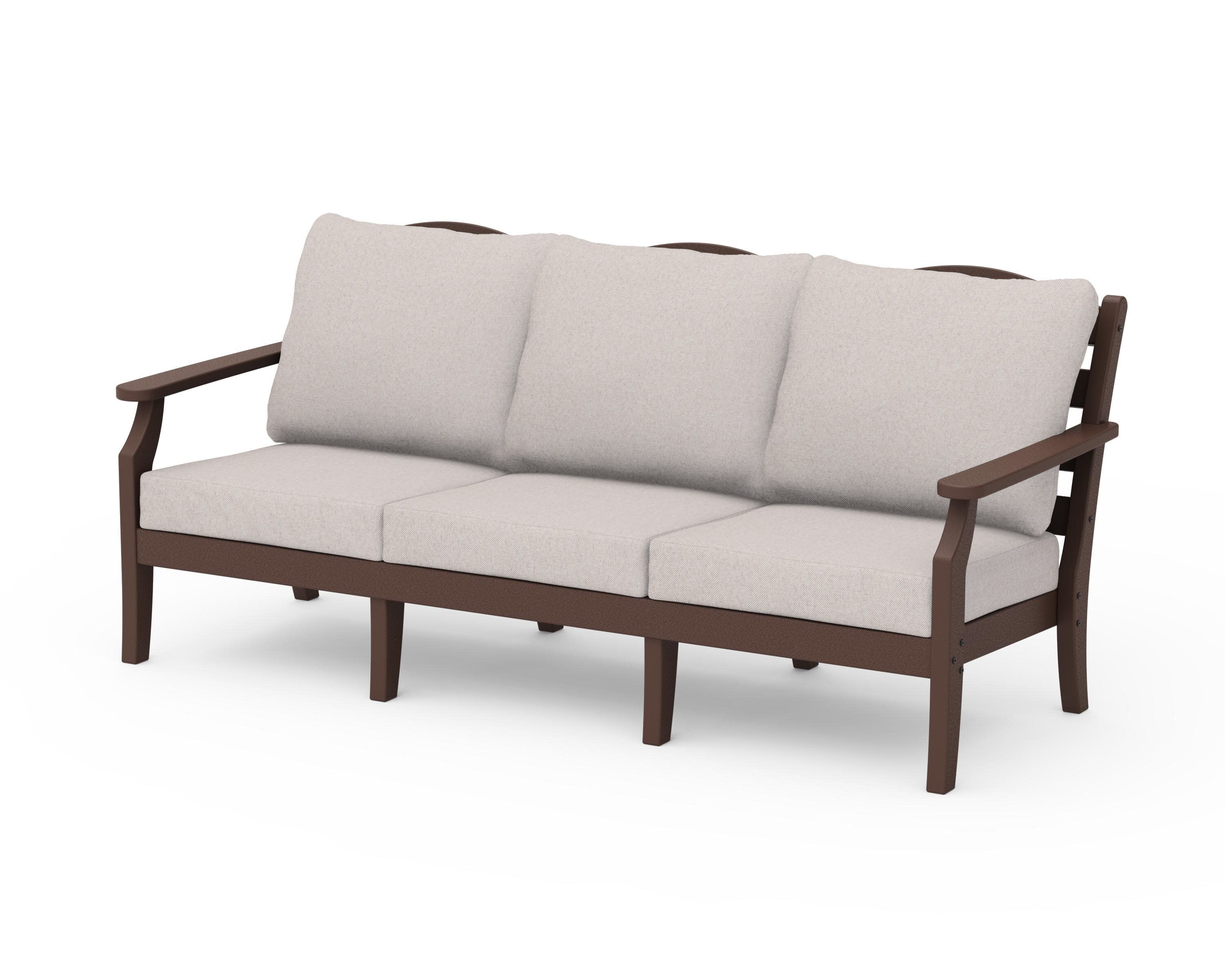 Savannah Deep Seating Sofa in Mahogany / Dune Burlap