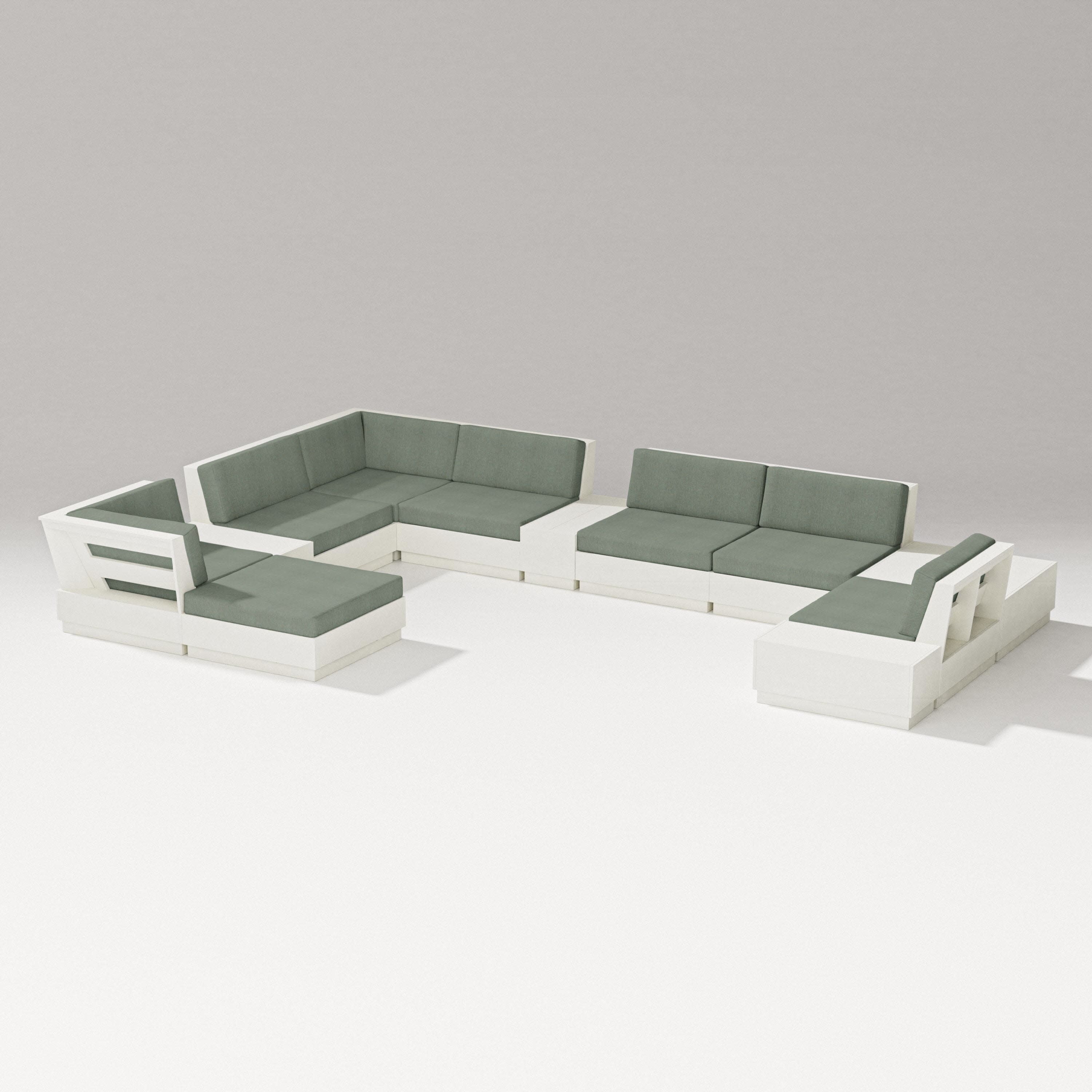 Elevate 12-Piece Conversation Sectional Set in Vintage White / Cast Sage