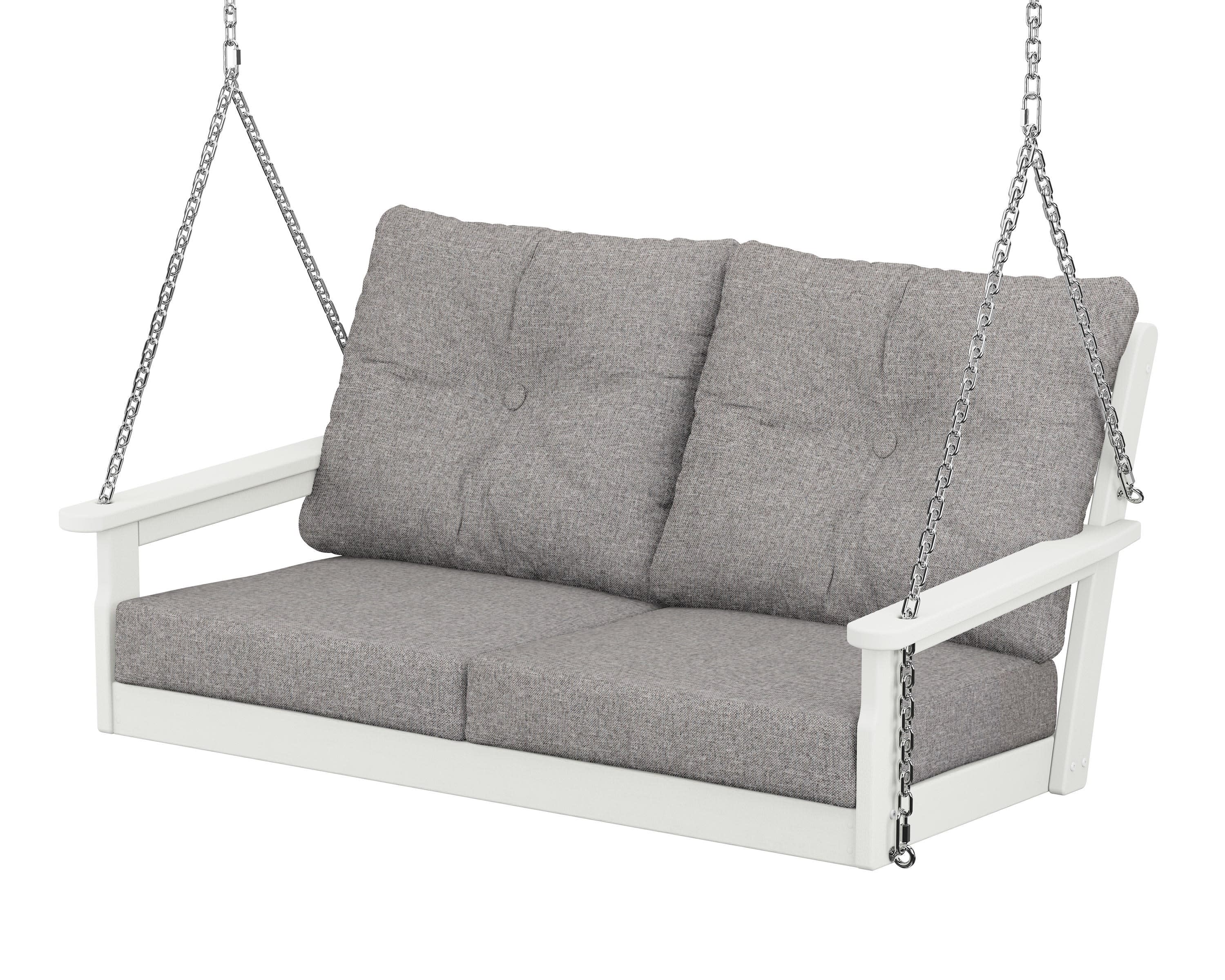 Vineyard Deep Seating Swing in Vintage White / Grey Mist