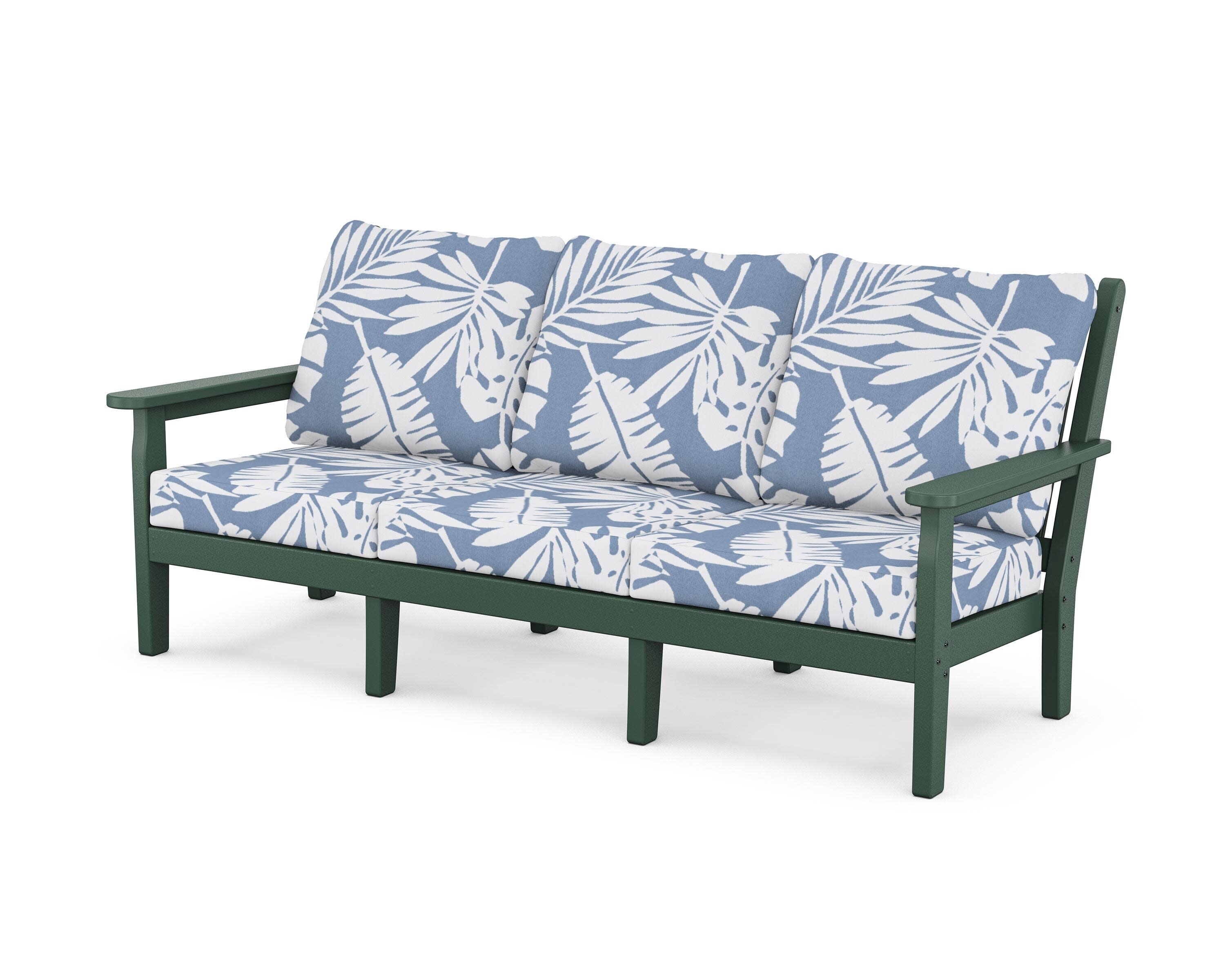 Chippendale Deep Seating Sofa in Green / Leaf Sky Blue