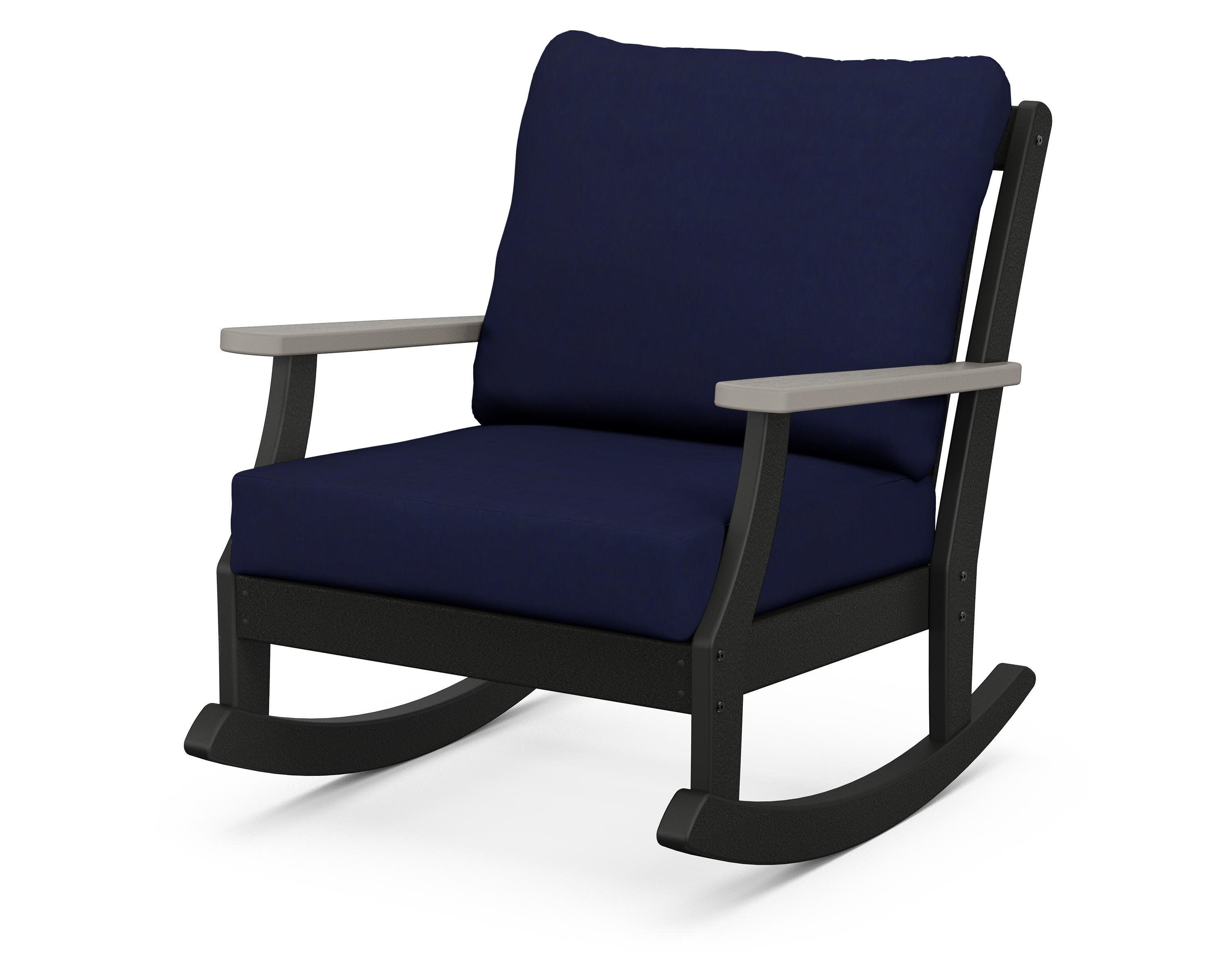 Braxton Deep Seating Rocking Chair in Black / Driftwood / Navy