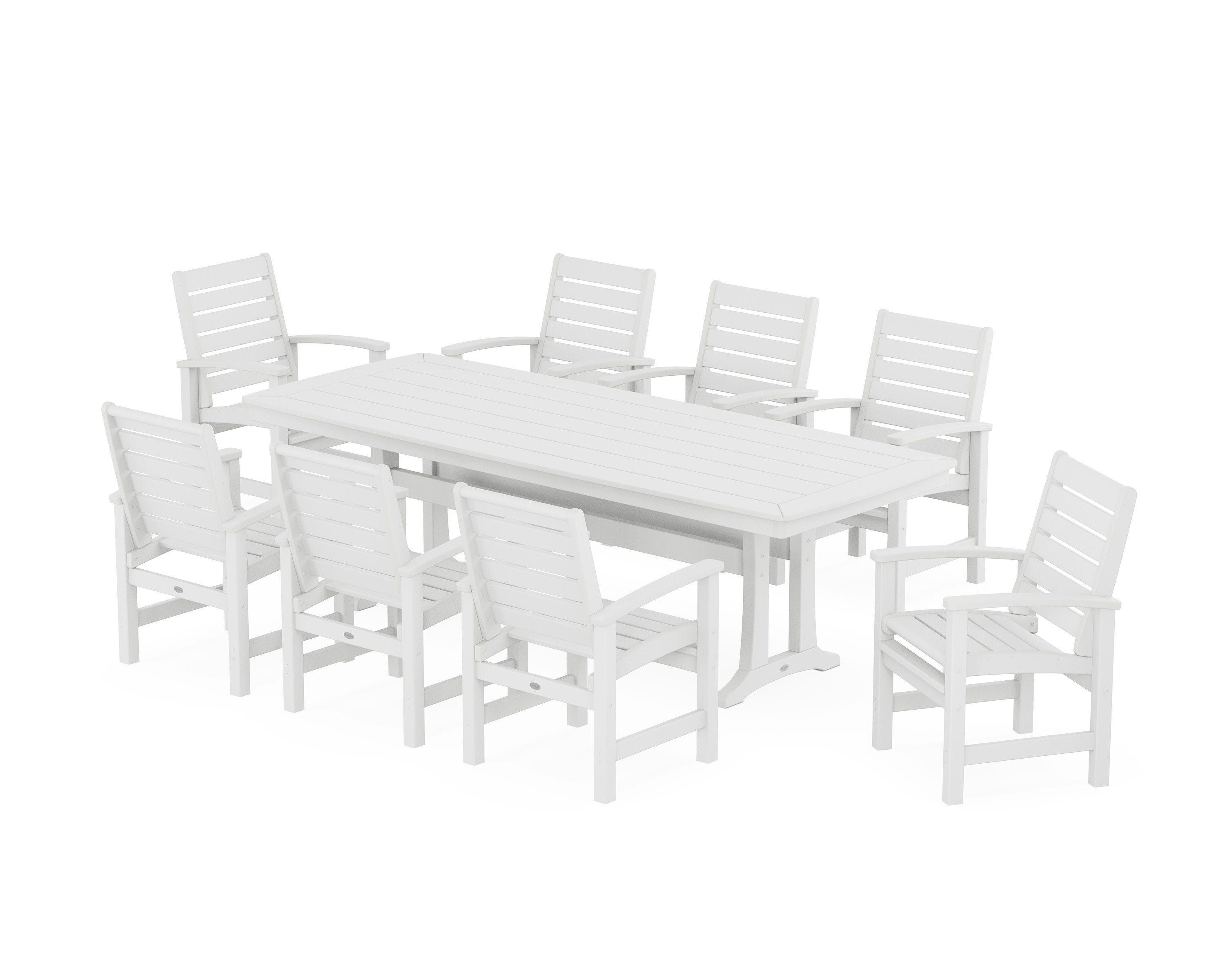 Signature 9-Piece Dining Set with Trestle Legs in White