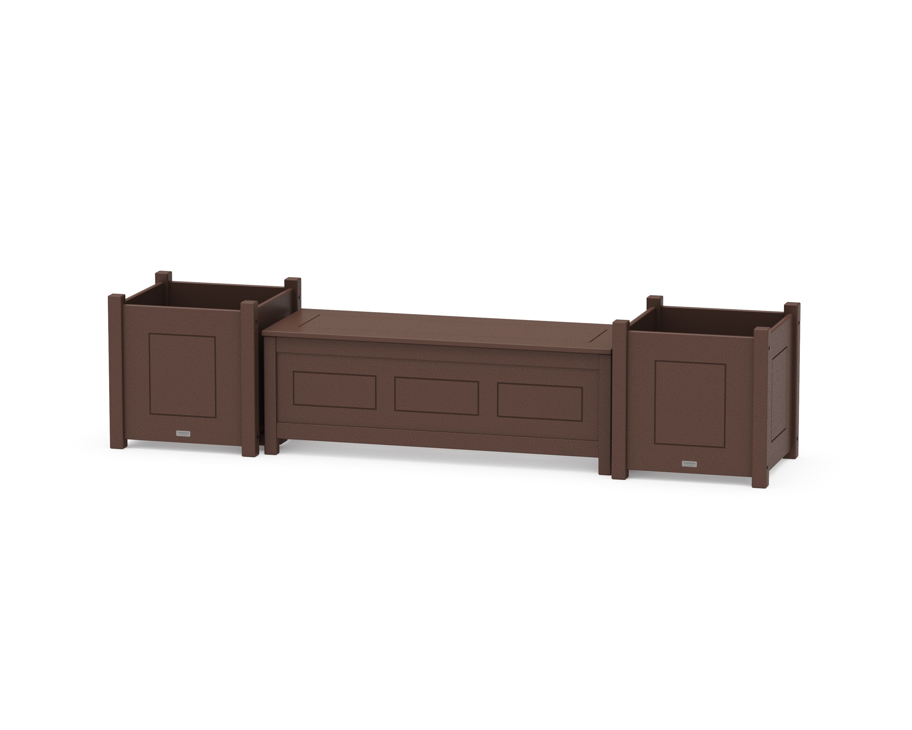 48" Country Living Straight Planter Storage Bench Set- Large in Mahogany