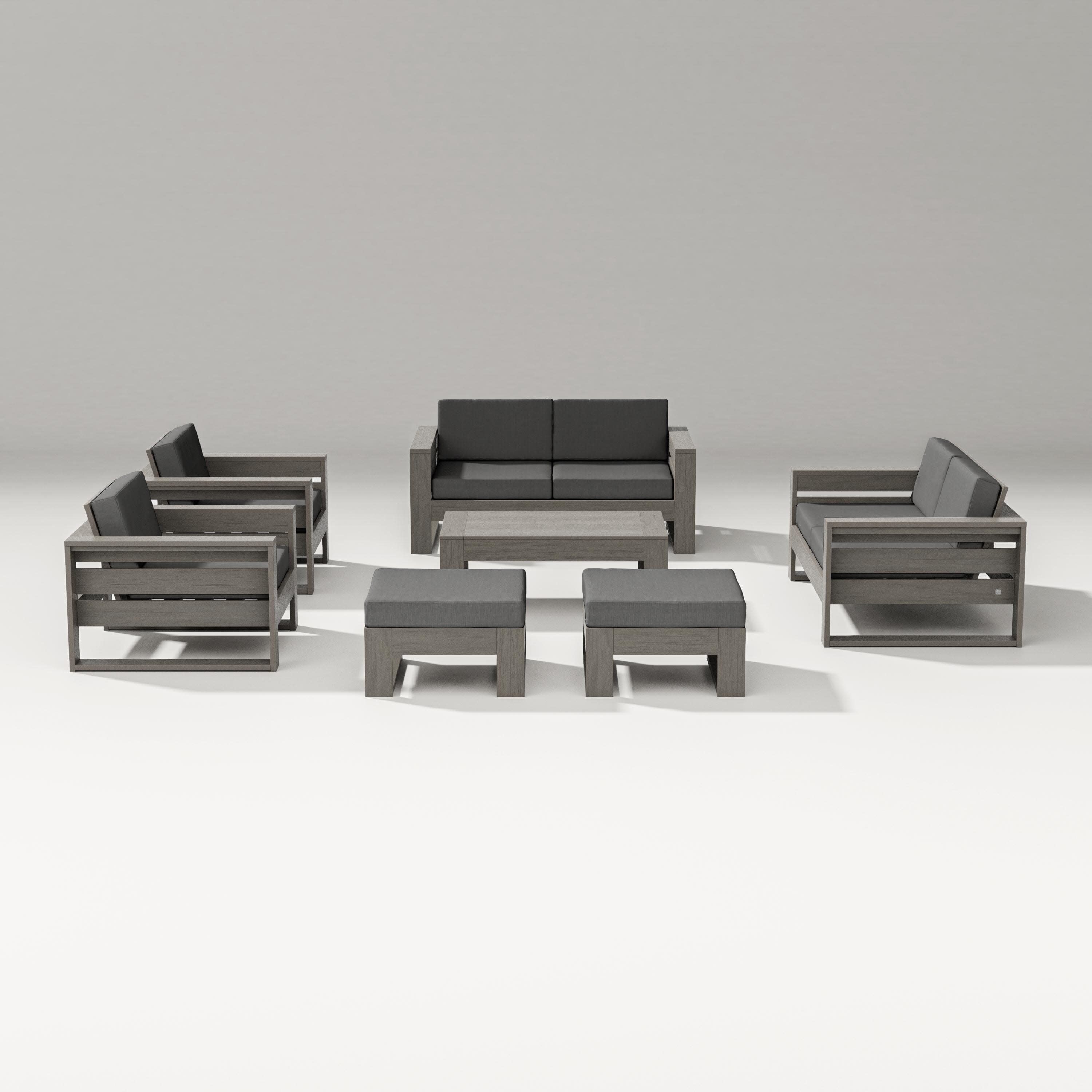 Latitude 7-Piece Lounge Loveseat Set in Driftwood / Spectrum Carbon