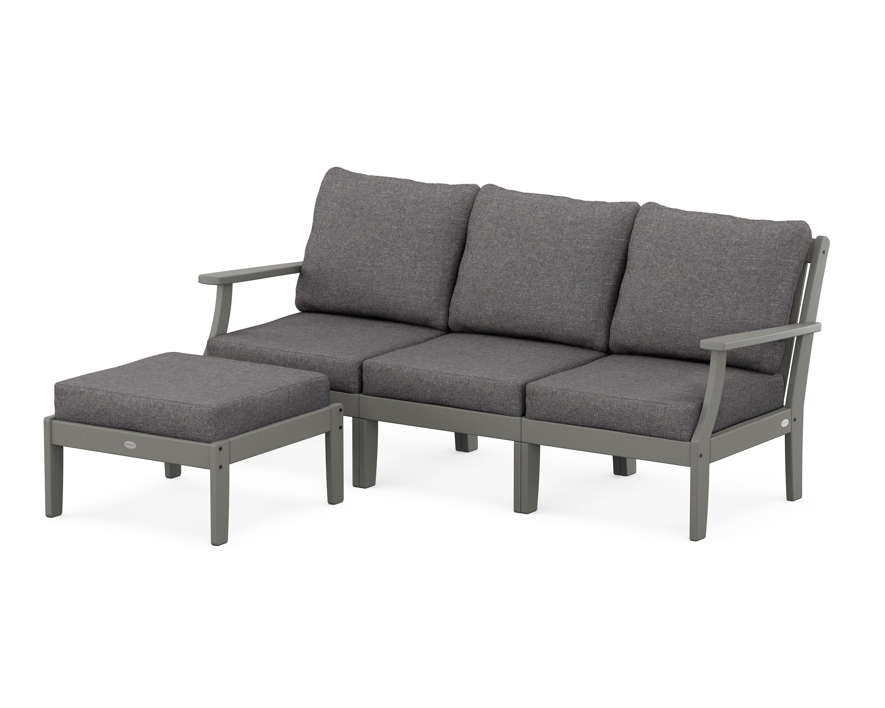 Braxton Modular 4-Piece Deep Seating Set with Ottoman in Slate Grey / Ash Charcoal