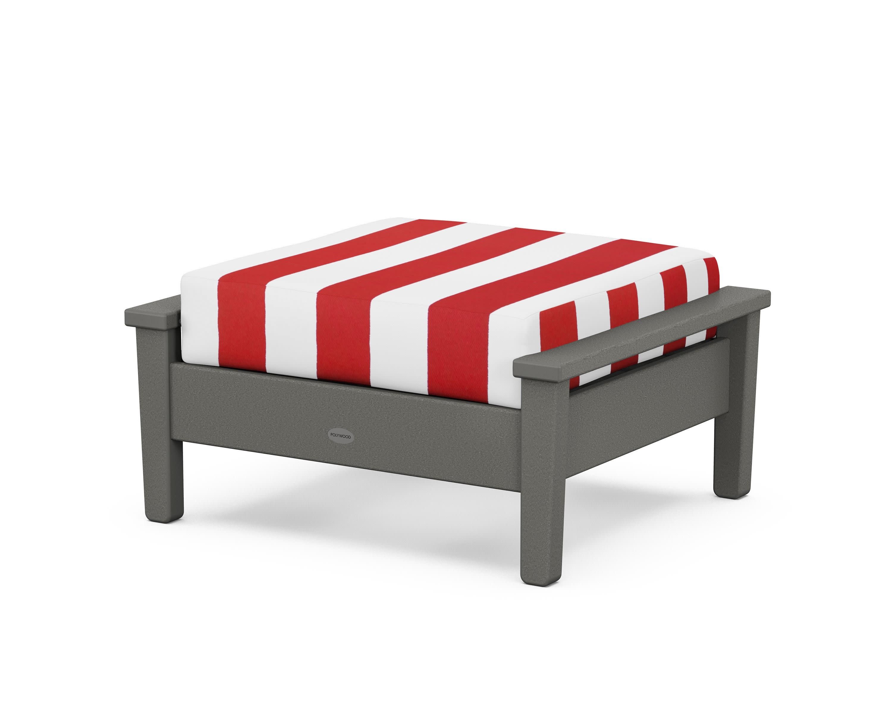 Prescott Deep Seating Ottoman in Slate Grey / Cabana Stripe Crimson