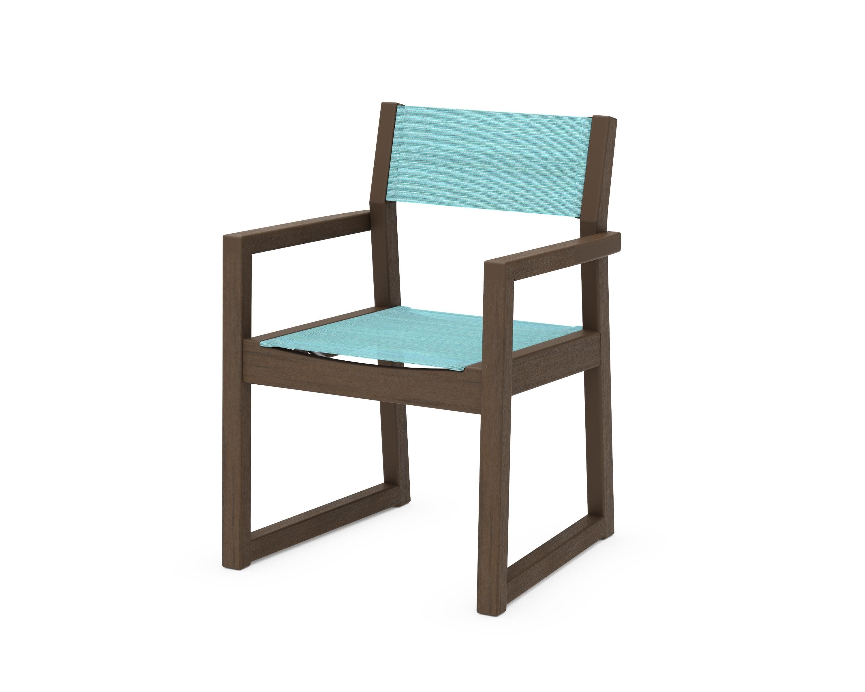 EDGE Sling Dining Arm Chair in Kona / Dupioni Aquamarine Sling