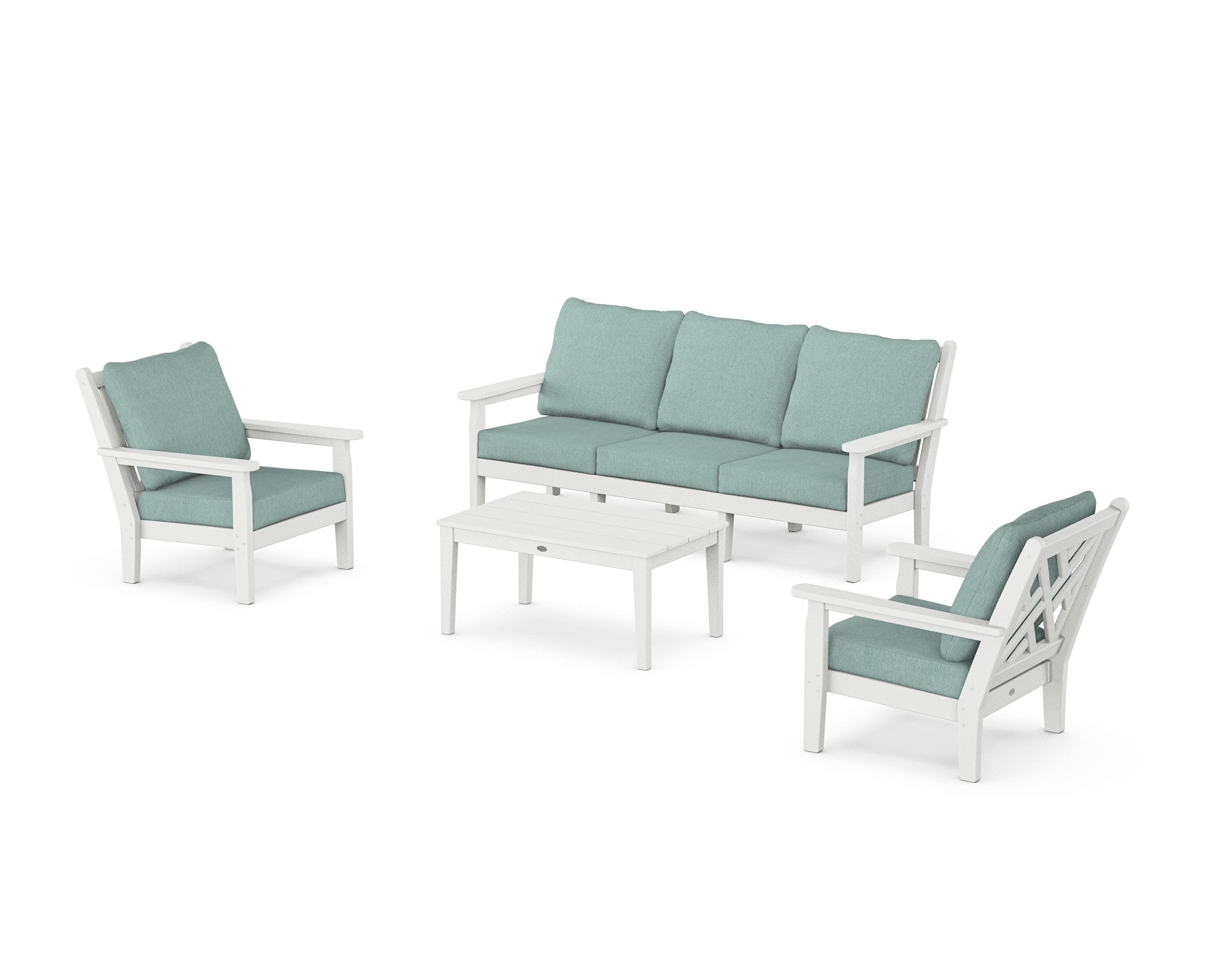 Chippendale 4-Piece Deep Seating Set with Sofa in White / Glacier Spa
