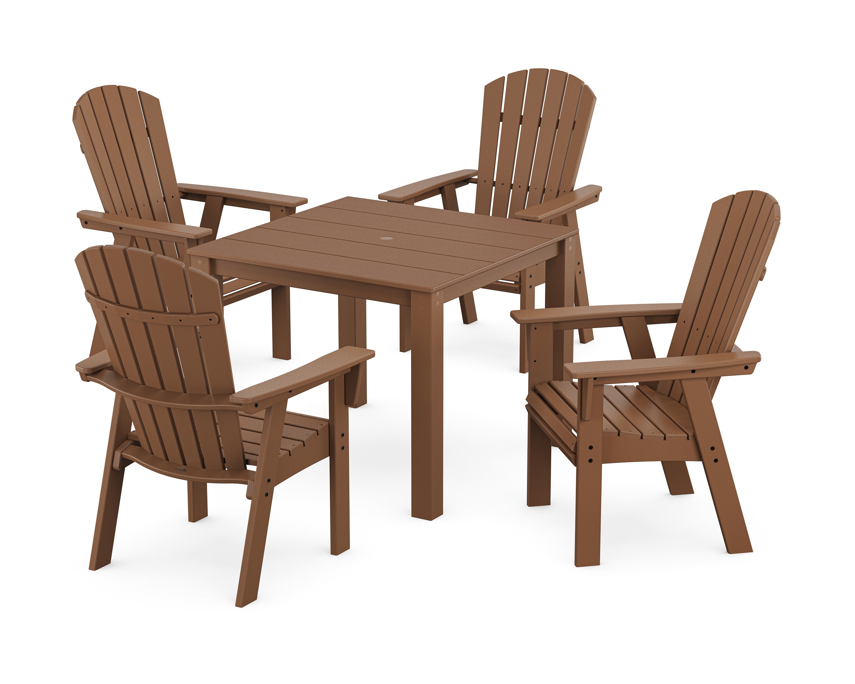 Nautical Curveback Adirondack 5-Piece Parsons Dining Set in Teak