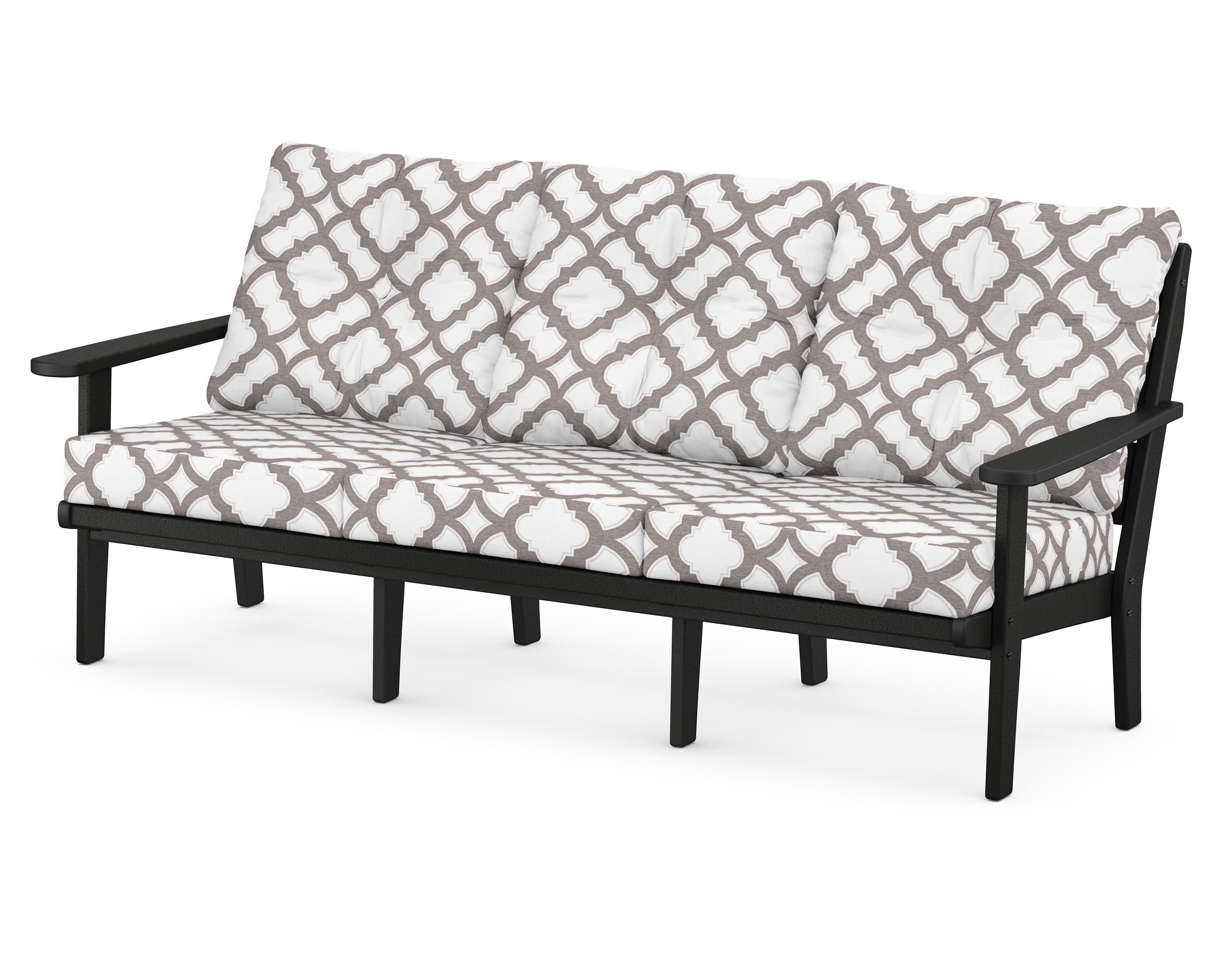 Lakeside Deep Seating Sofa in Black / Trellis Grey Mist