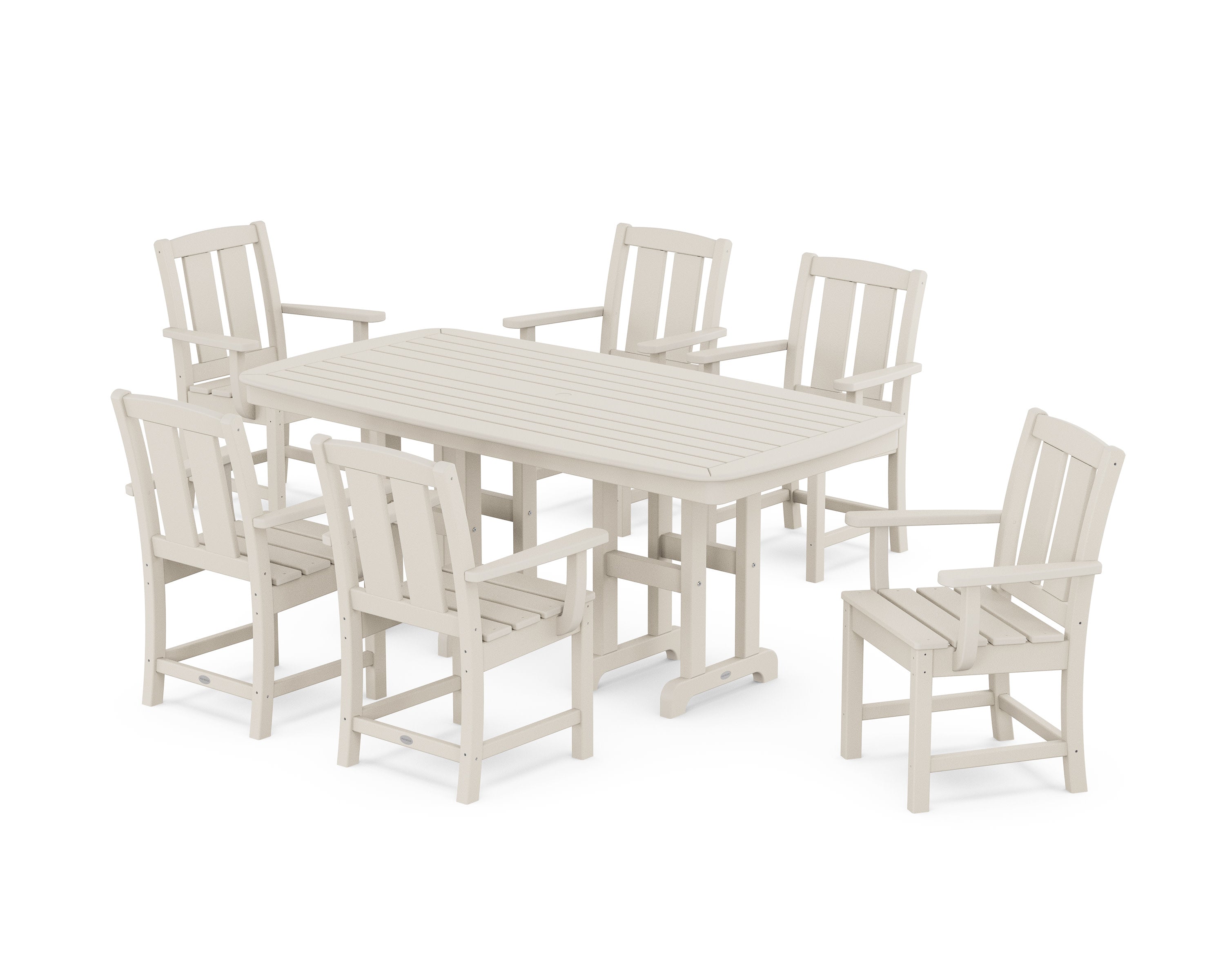Mission Arm Chair 7-Piece Dining Set in Sand