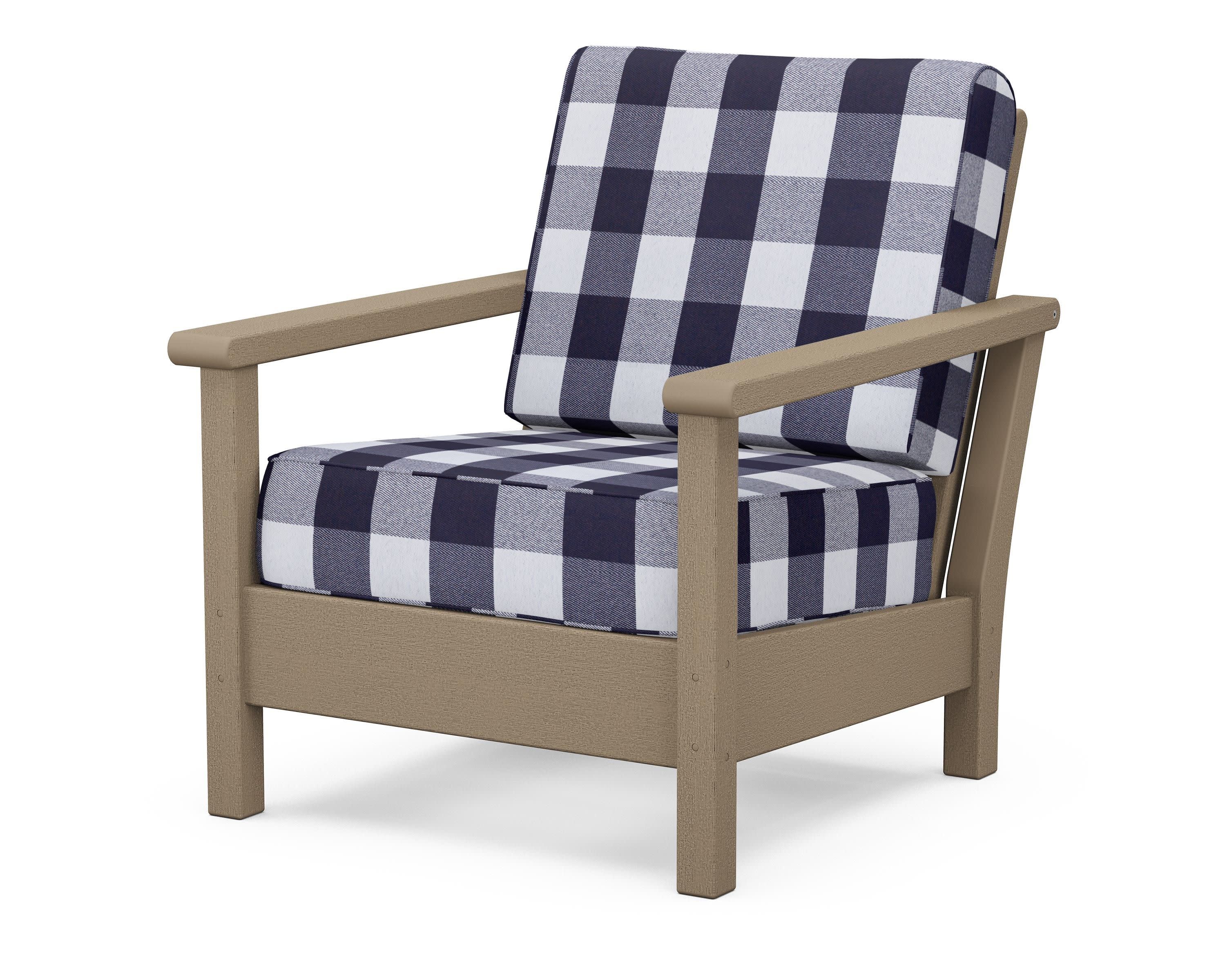 Harbour Deep Seating Chair in Vintage Sahara / Buffalo Plaid Navy