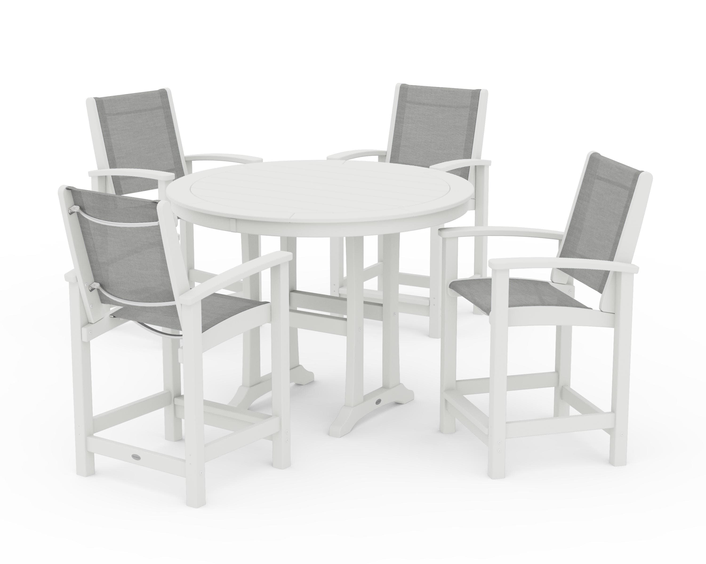 Coastal 5-Piece Counter Set in Vintage White / Metallic Sling