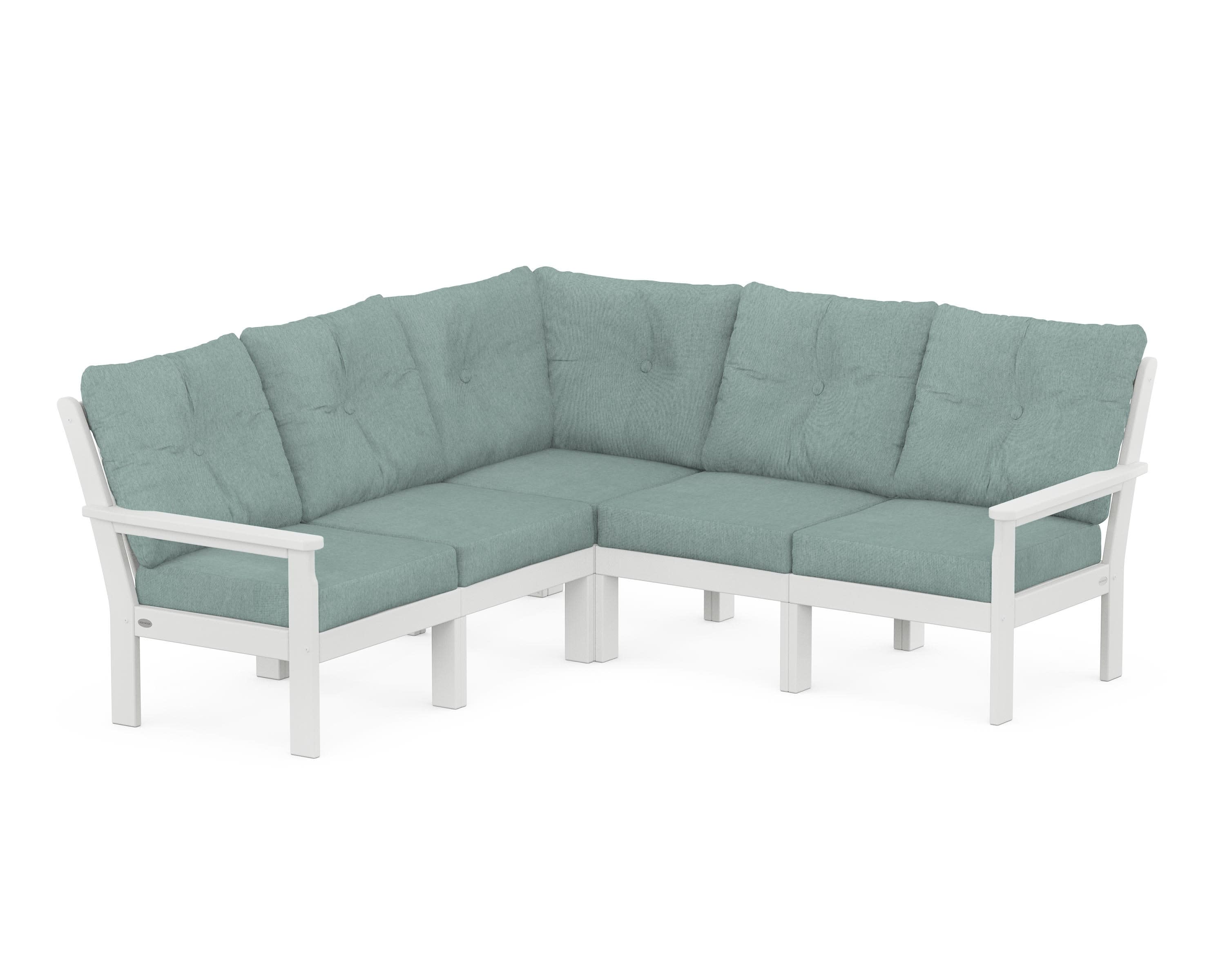 Vineyard 5-Piece Sectional in White / Glacier Spa