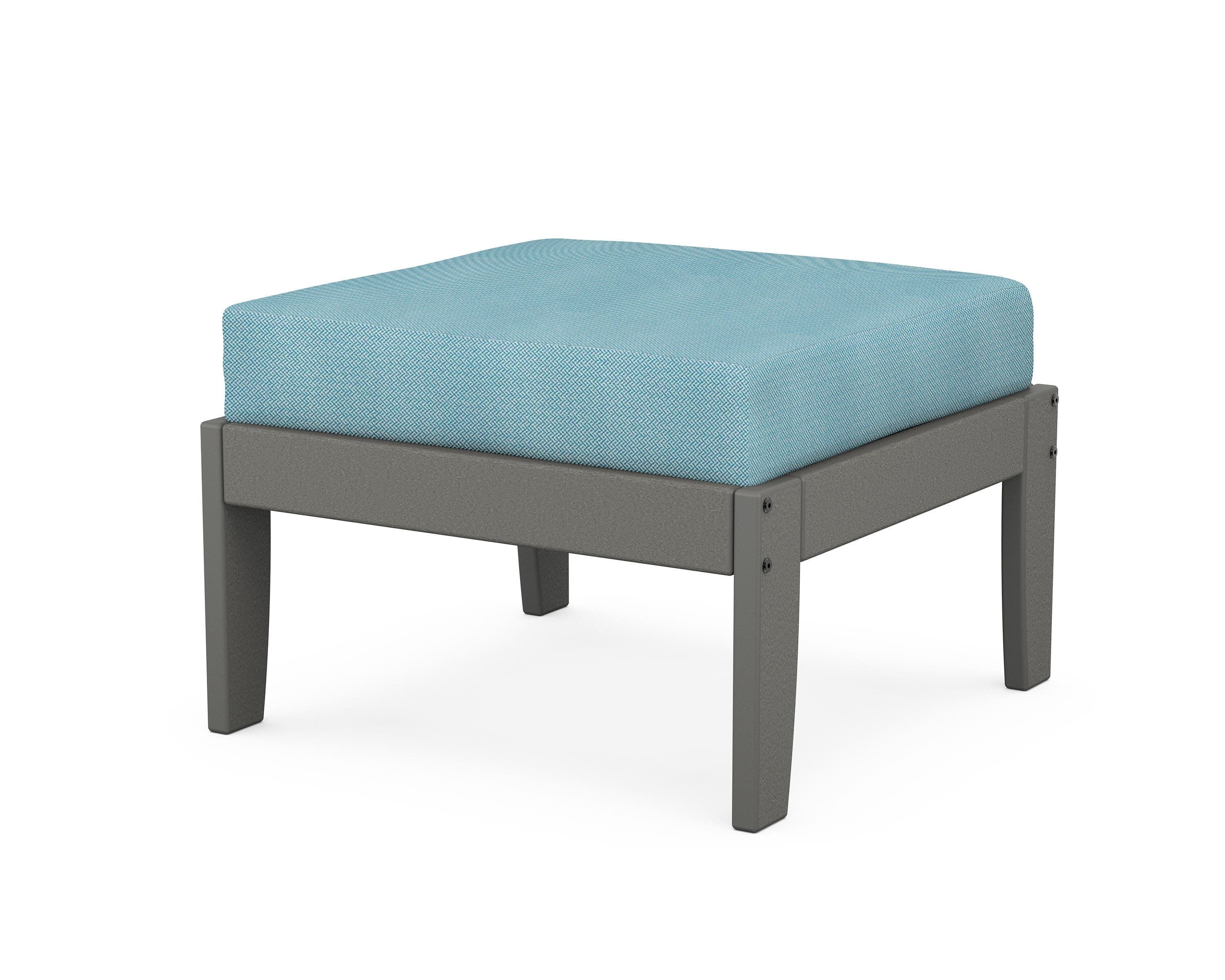 Modular Ottoman - Classic in Slate Grey / Lattice Sky Blue