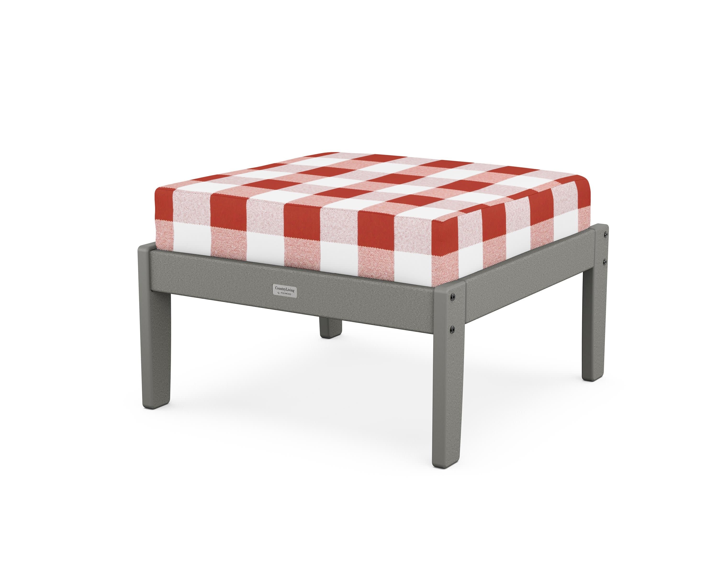 Cottage Deep Seating Ottoman in Slate Grey / Buffalo Plaid Crimson