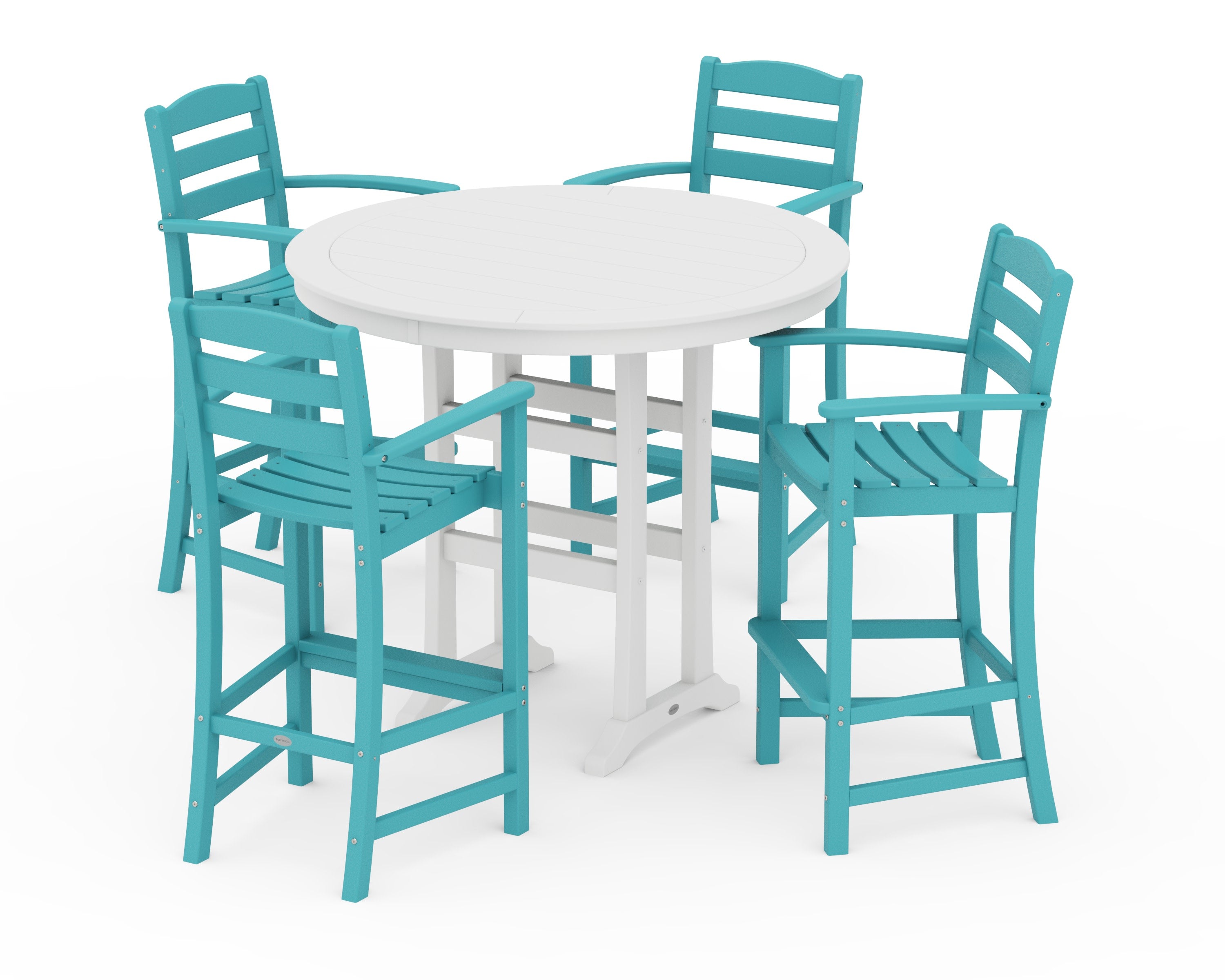 La Casa Caf 5-Piece Bar Dining Set in Aruba / White