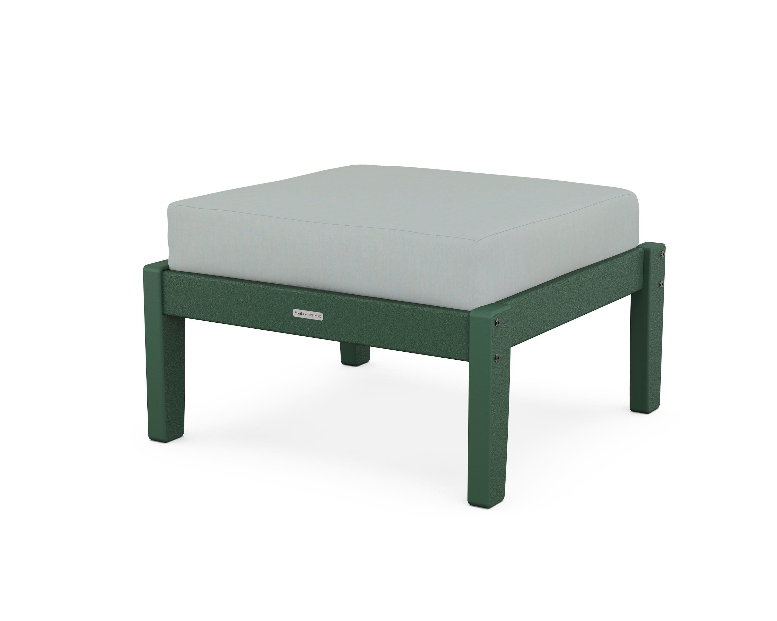 Chinoiserie Deep Seating Ottoman in Green / Spa