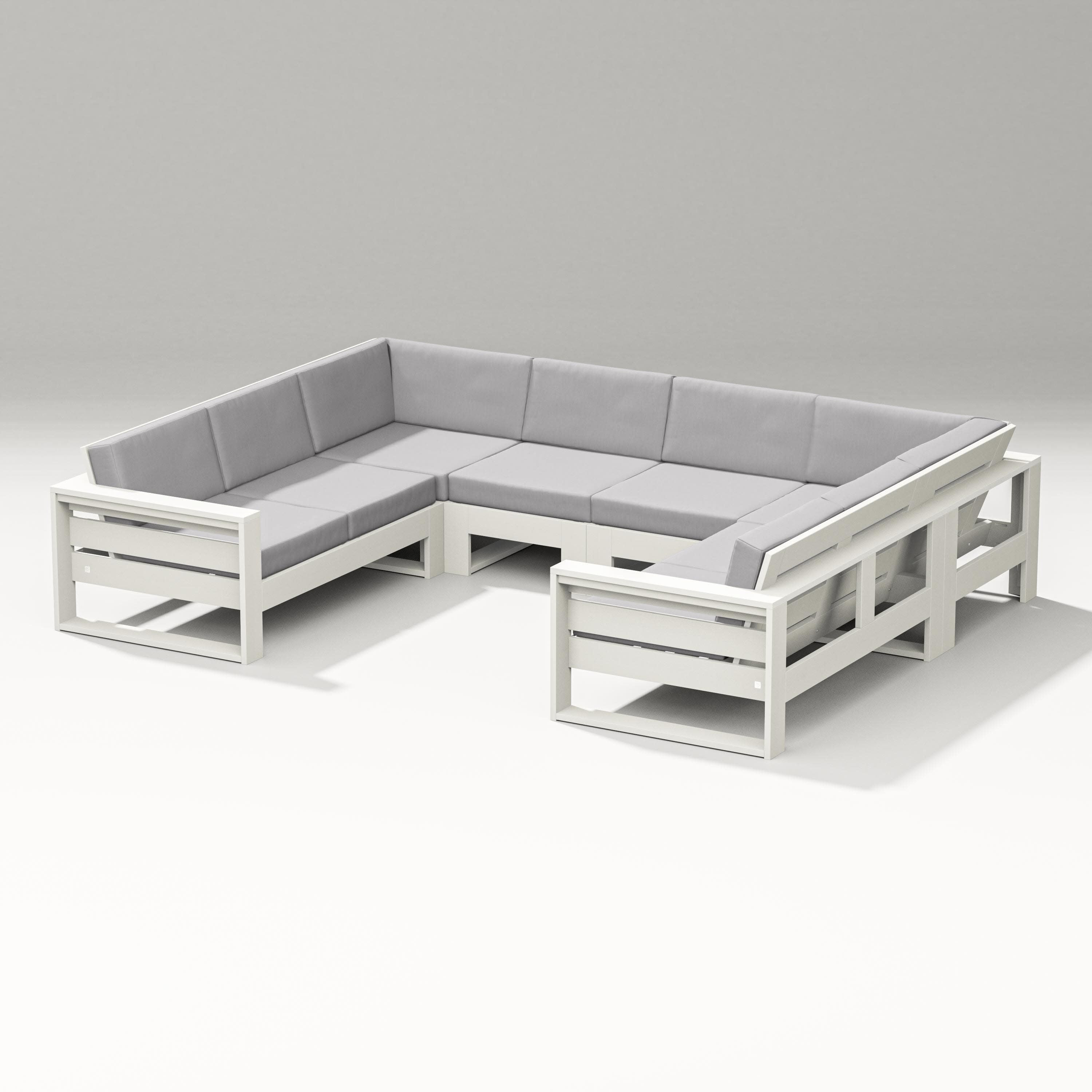Latitude U-Shaped Sectional in Vintage White / Granite