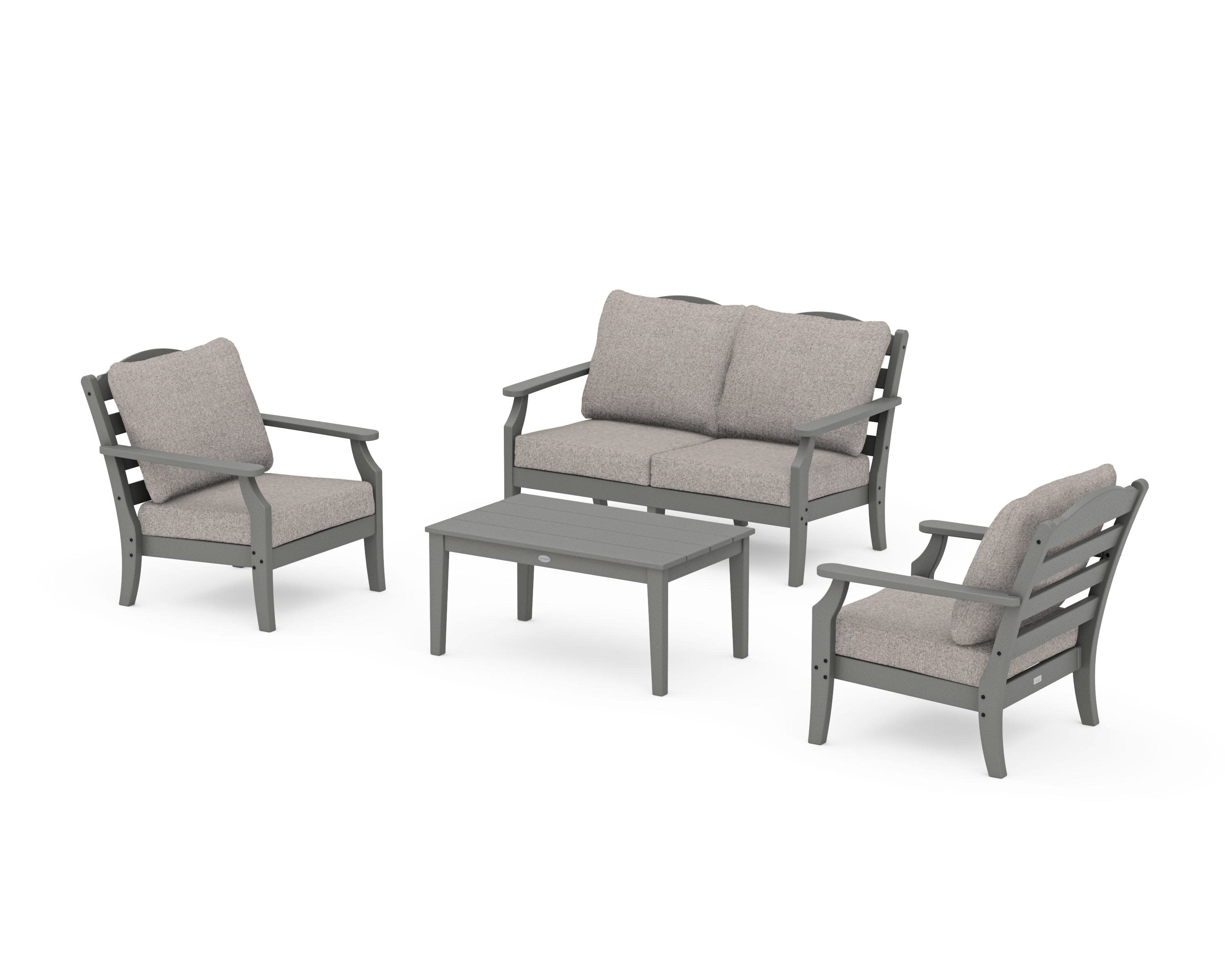 Savannah 4-Piece Deep Seating Set with Loveseat in Slate Grey / Weathered Tweed