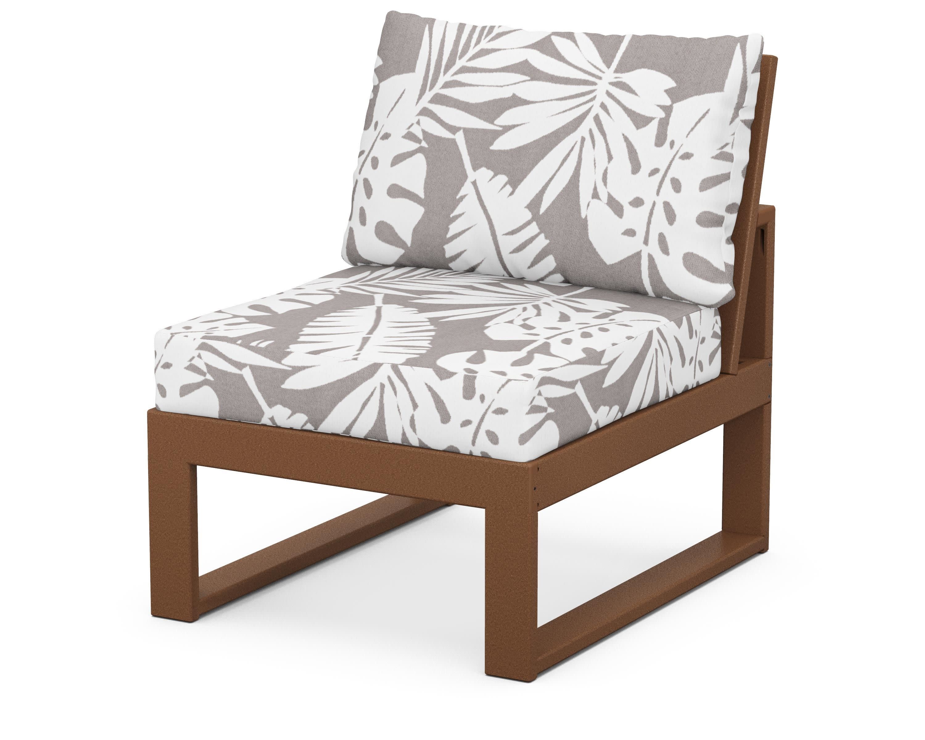 Modular Armless Chair in Teak / Leaf Grey Mist