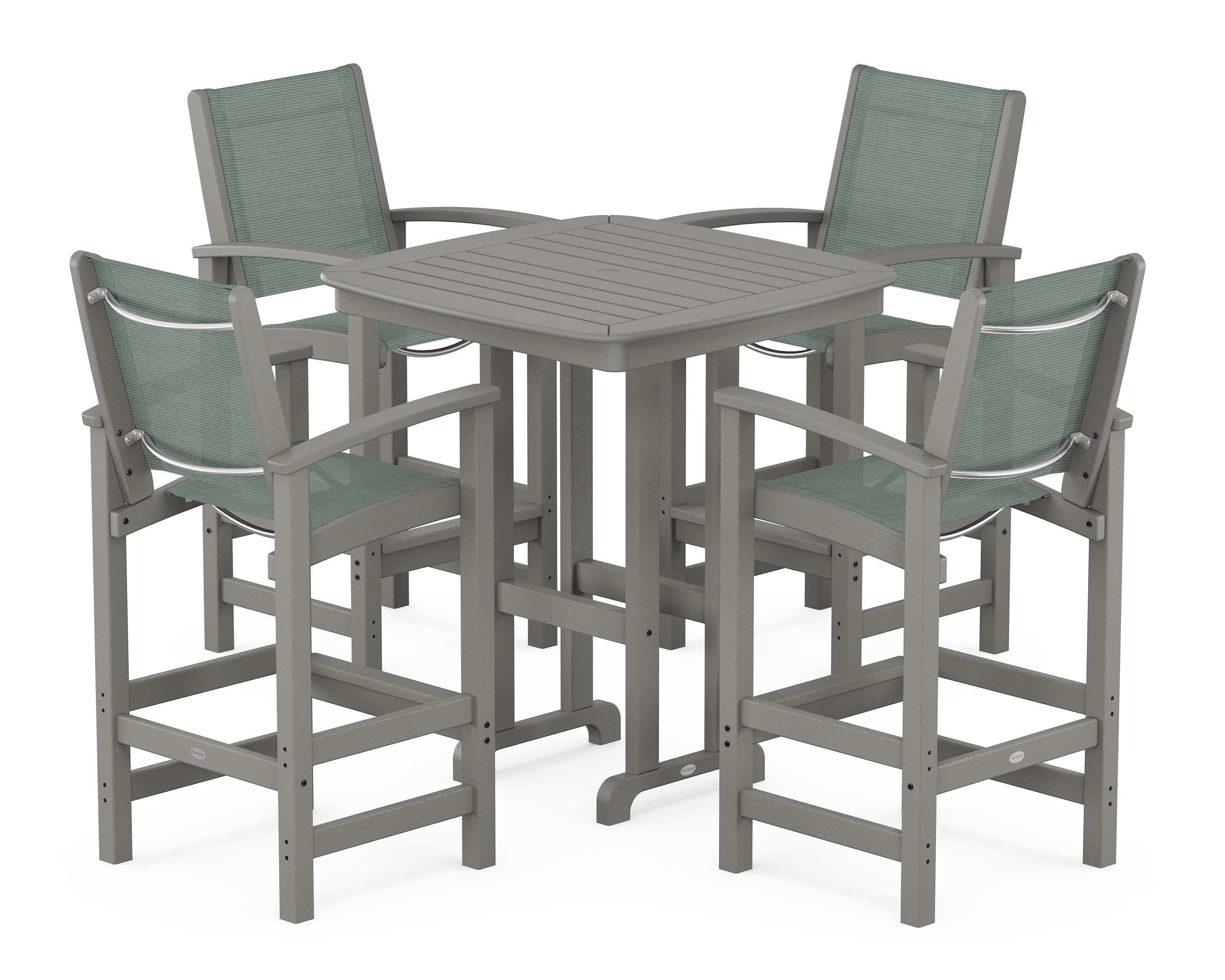 Coastal 5-Piece Bar Set in Slate Grey / Dupioni Sea Mist Sling