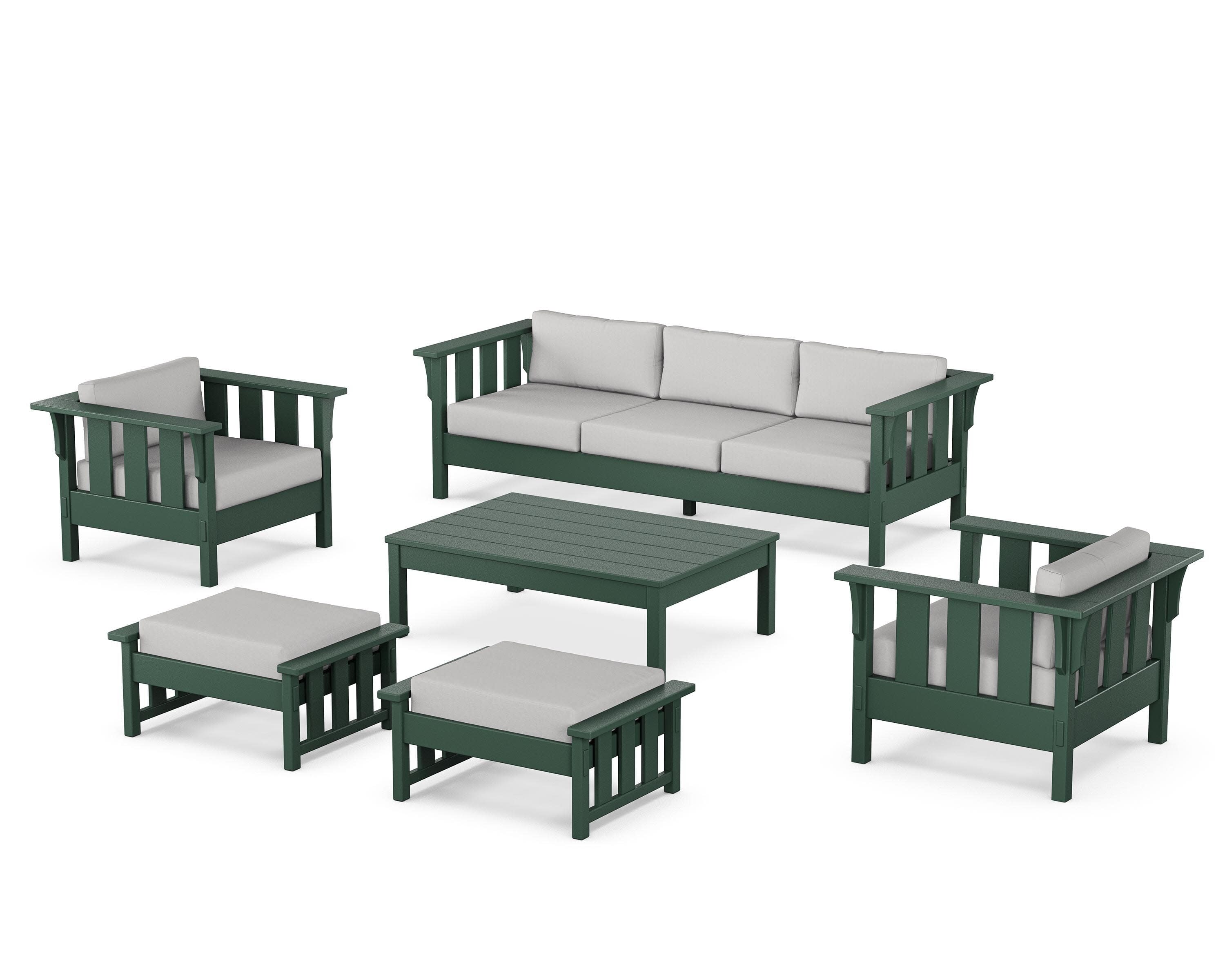 Acadia 6-Piece Lounge Sofa Set in Green / Diamond in the Rough