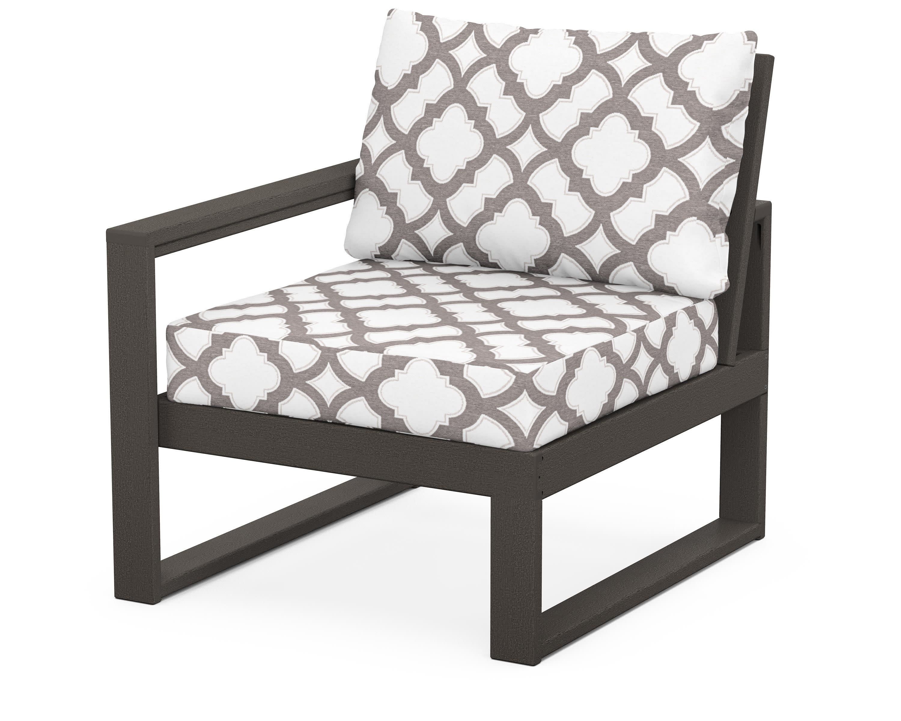 EDGE Modular Left Arm Chair in Vintage Coffee / Trellis Grey Mist