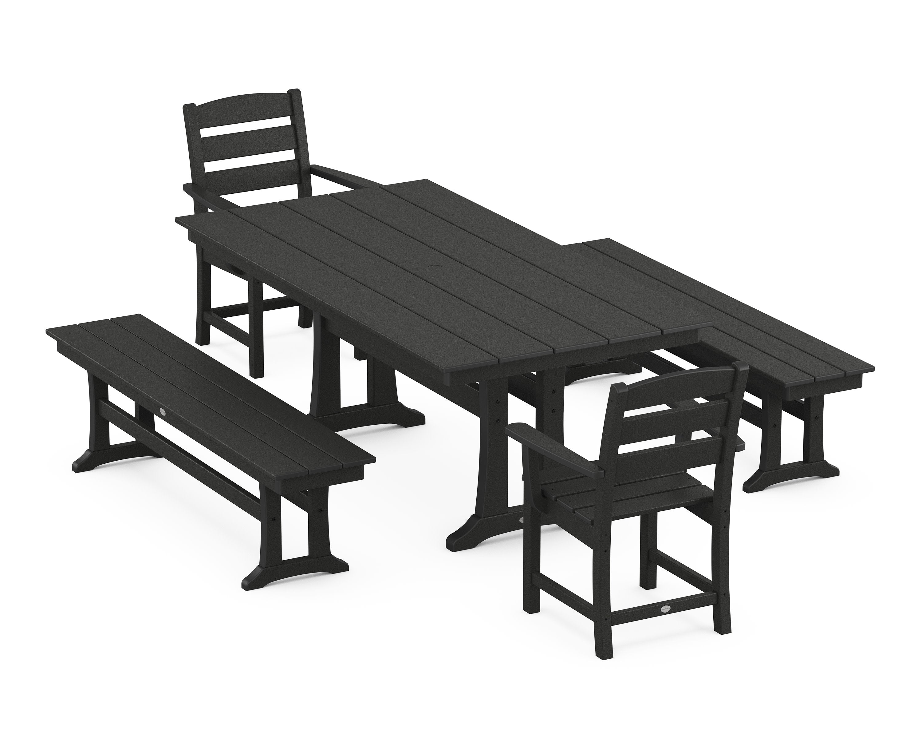 Lakeside 5-Piece Farmhouse Dining Set With Trestle Legs in Black
