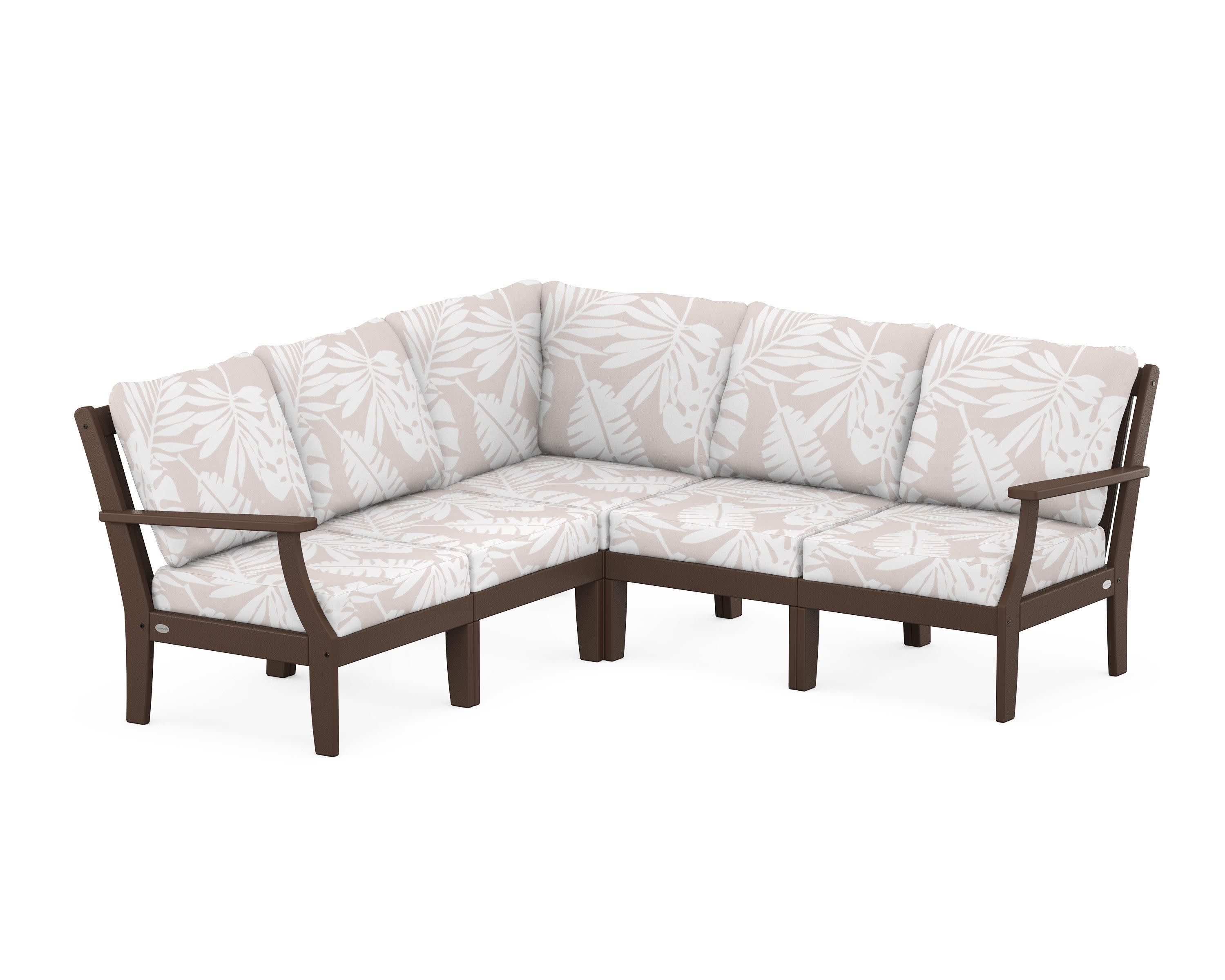 Braxton Modular 5-Piece Deep Seating Set in Mahogany / Leaf Dune Burlap