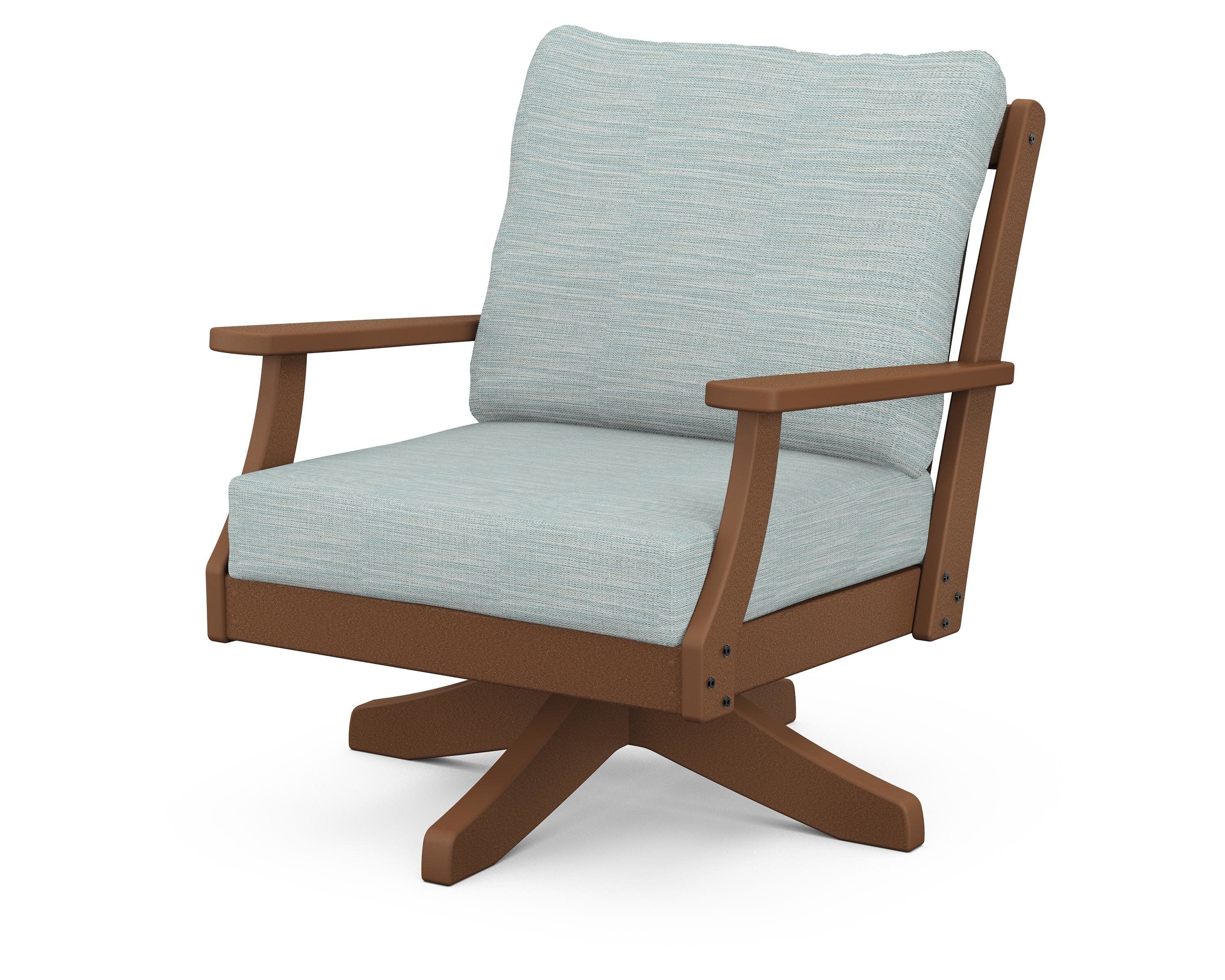 Braxton Deep Seating Swivel Chair in Teak / Soothe Mist